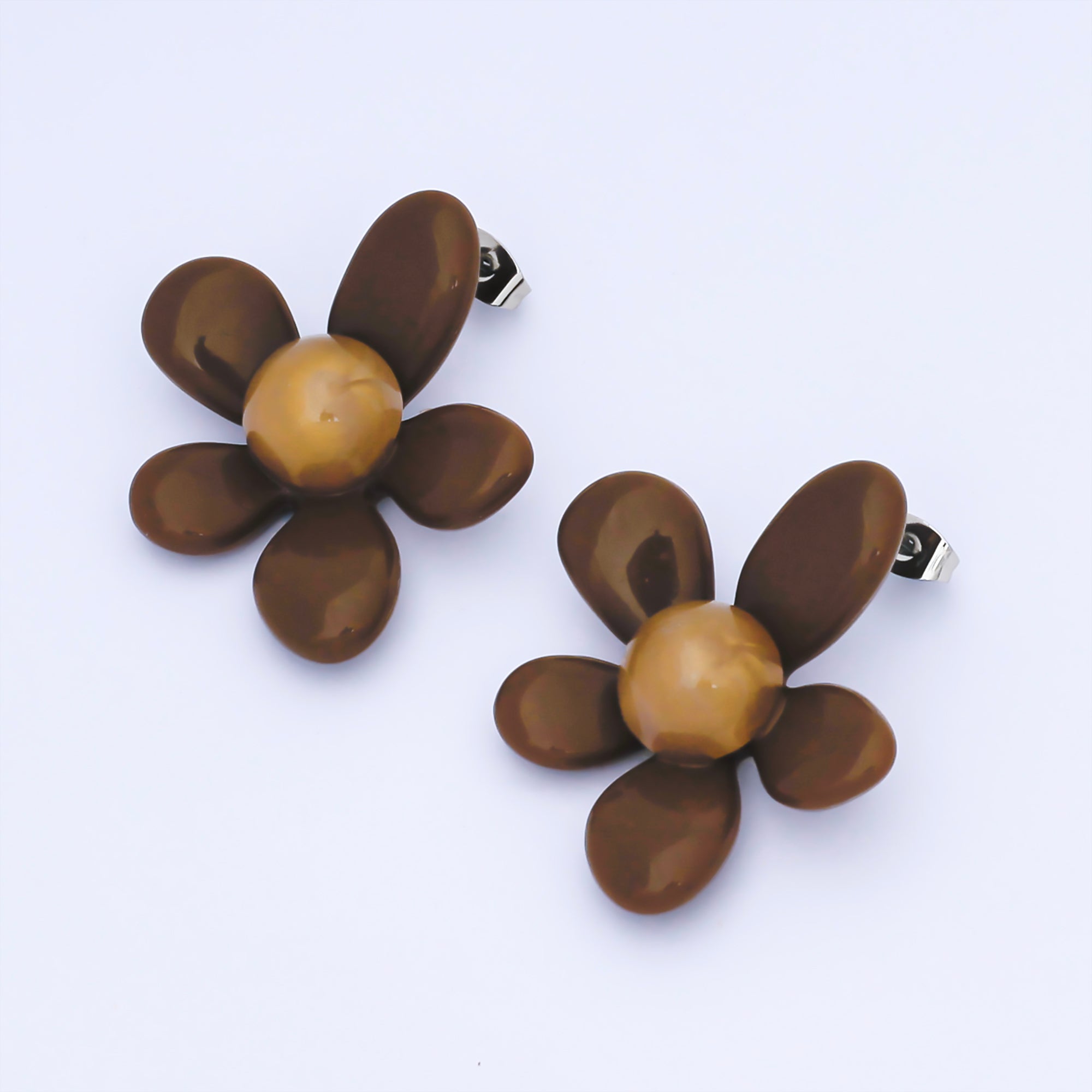 Silver Colorful Resin 3D Dasiy Flower Stud Earrings | ab1636