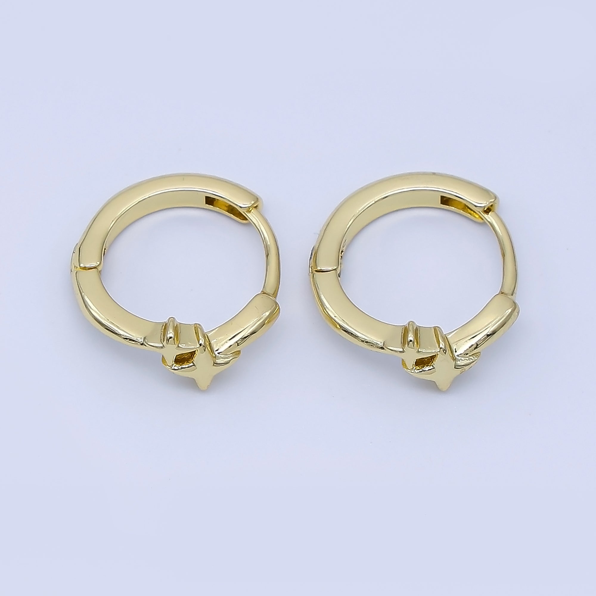24K Gold Filled 13mm Celestial Star Huggie Earrings in Gold & Silver | AB1660 AB1661