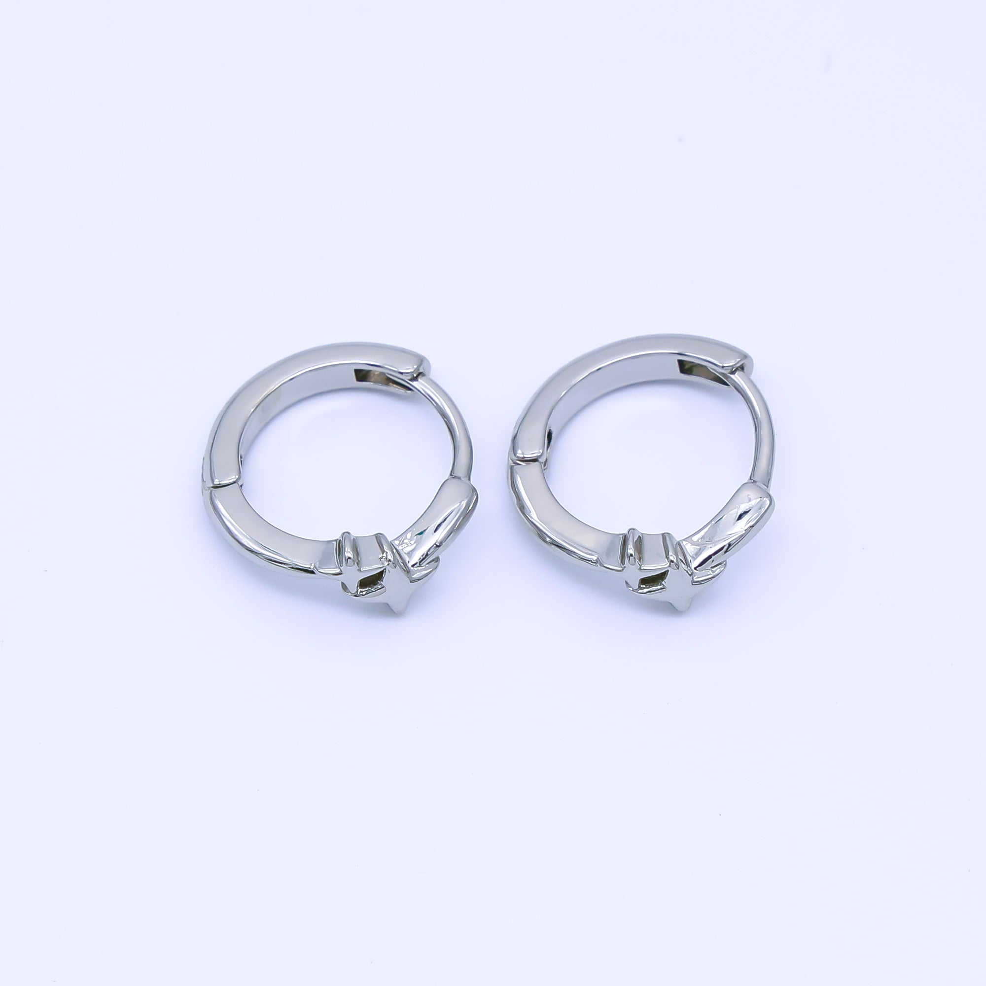 24K Gold Filled 12.7mm Celestial Star Huggie Earrings in Gold & Silver | AB1660 AB1661