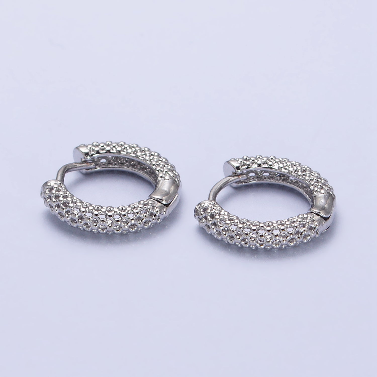 16K Gold Filled 16mm Filigree Geometric Huggie Earrings in Gold & Silver | AB453 AB438
