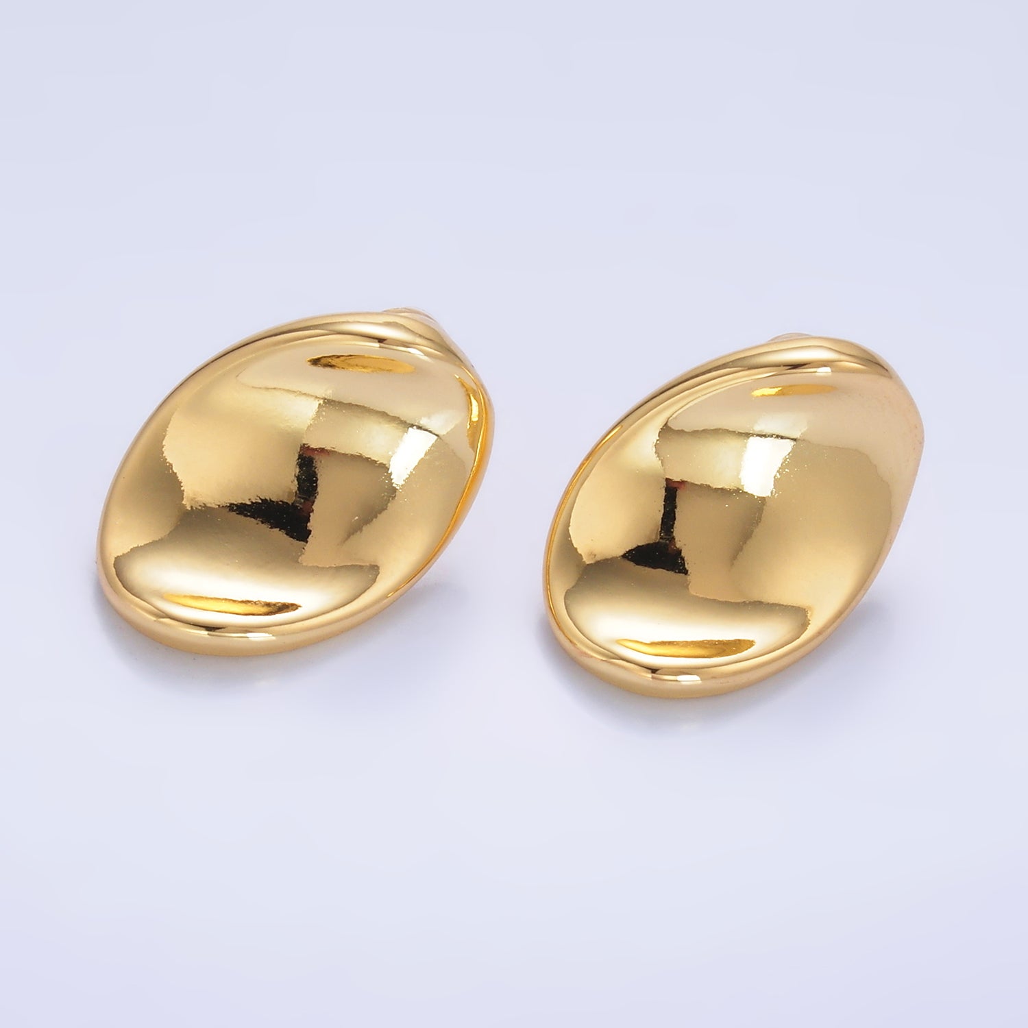 24K Gold Filled Curved Oval Stud Earrings in Gold & Silver | AB919 AB921