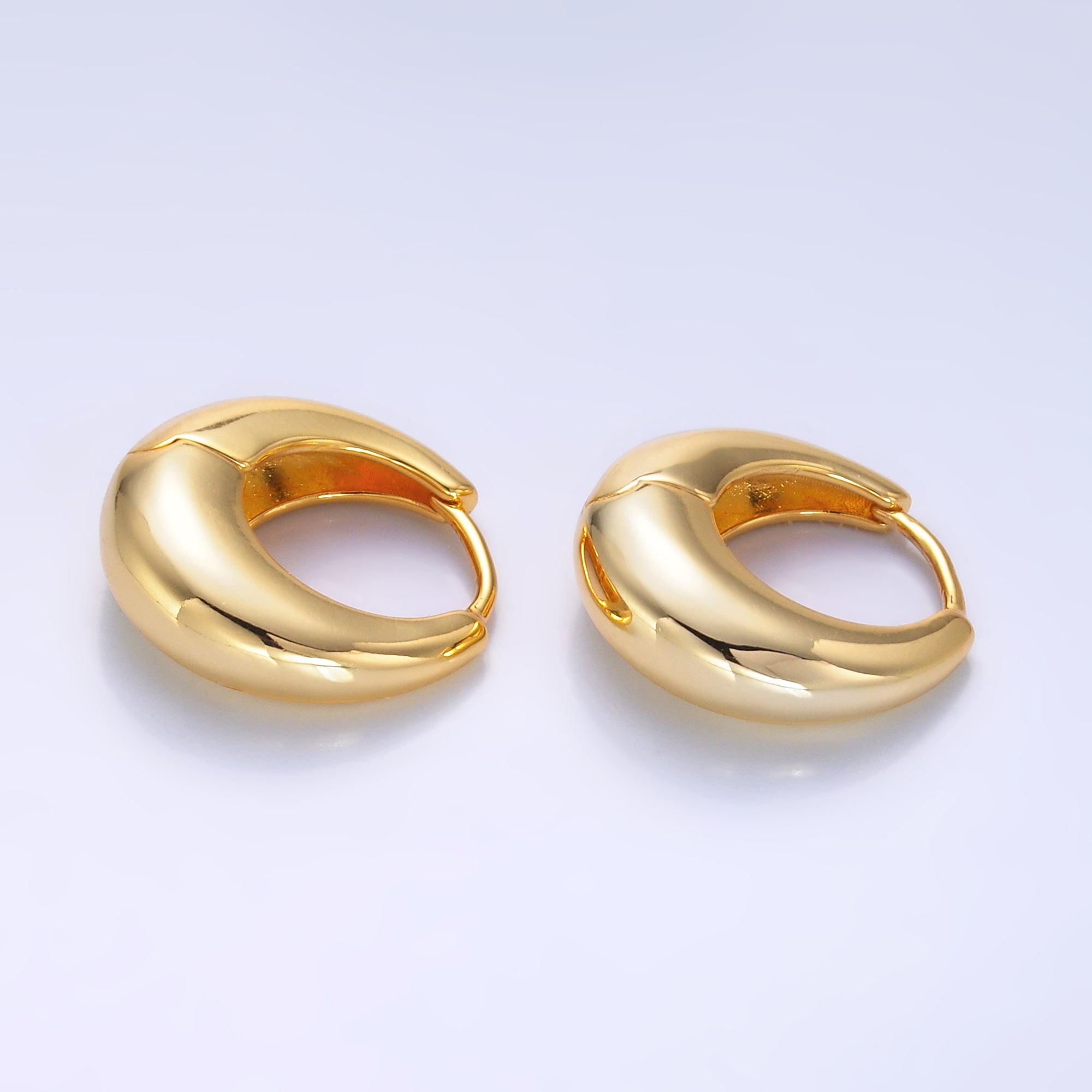 24K Gold Filled 18mm Minimalist Dome Hoop Earrings in Gold & Silver  AB928 AB949