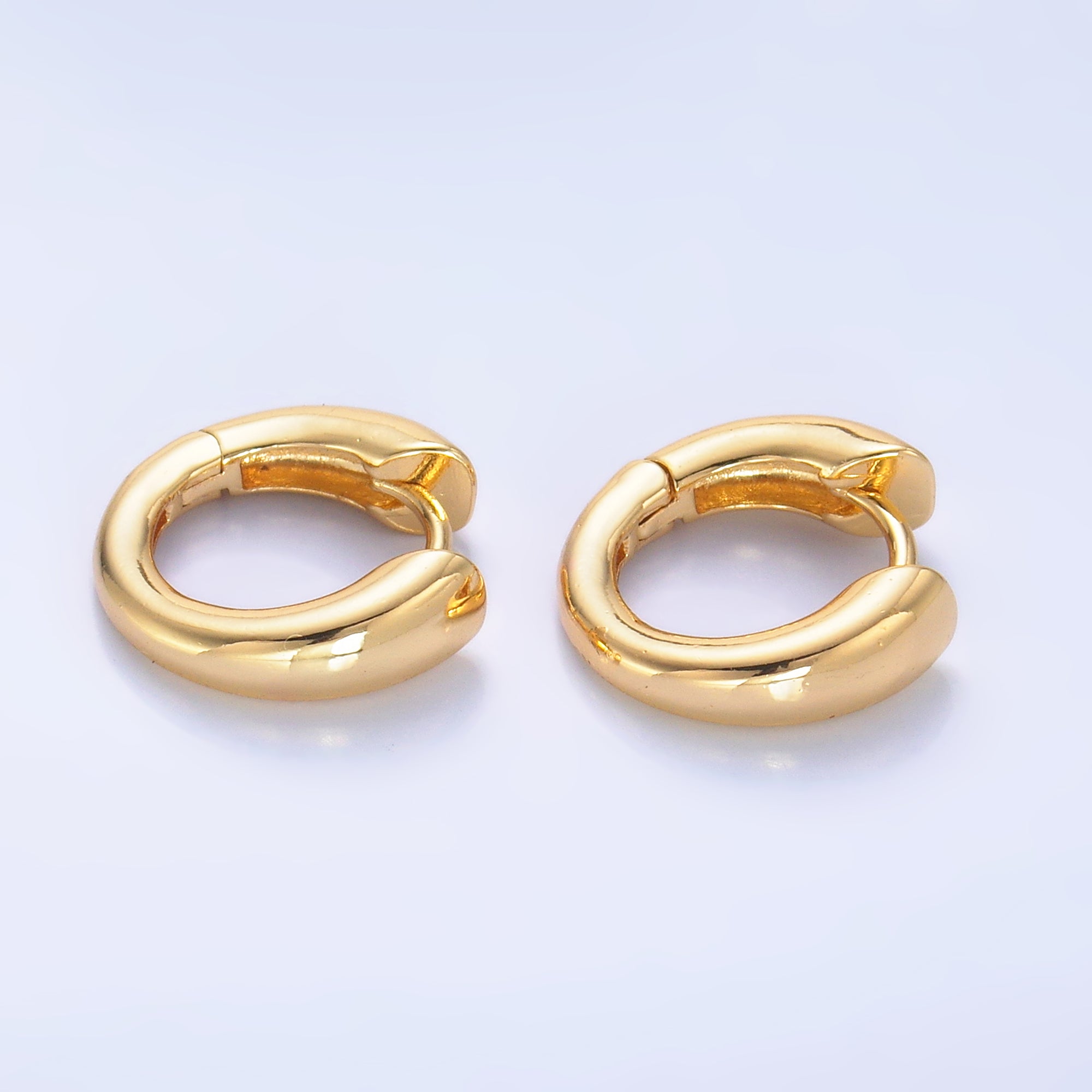 24K Gold Filled 13mm Band Minimalist Cartilage Huggie Earring in Gold & Silver | AB979 AB980