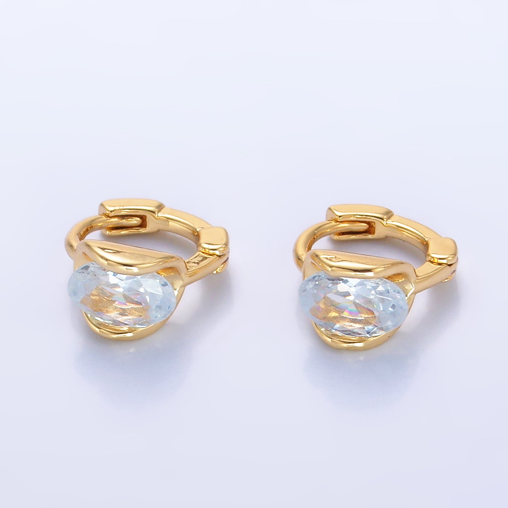 24K Gold Filled 10mm Clear CZ Cartilage Huggie Earrings | AB982