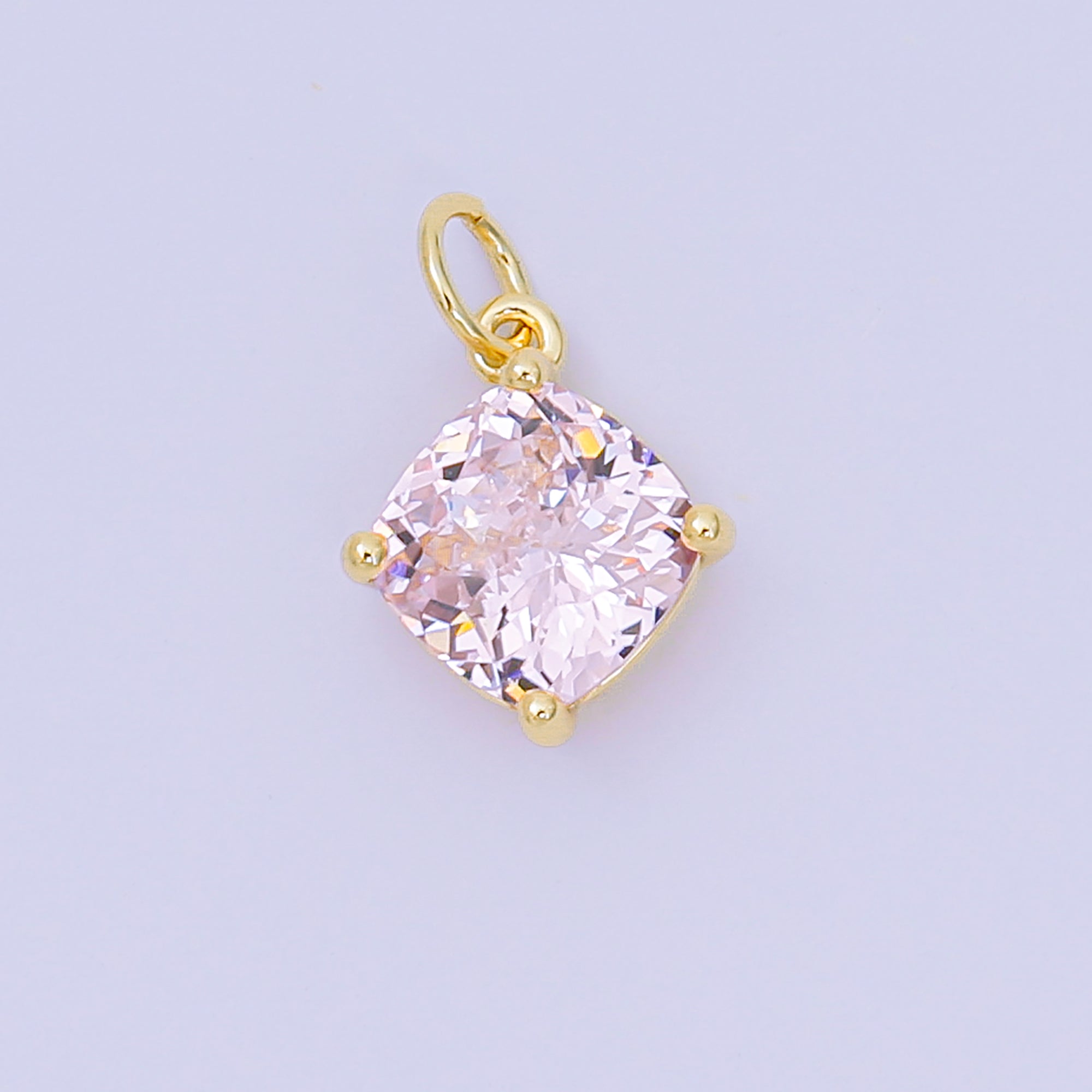 24K Gold Filled 13mm Rectangle Multicolor CZ Curvy Square Drop Charm | AC-1561 - AC-1567