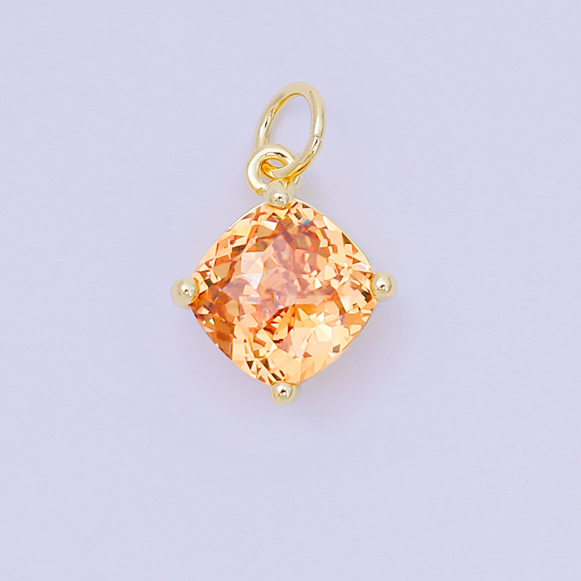 24K Gold Filled 13mm Rectangle Multicolor CZ Curvy Square Drop Charm | AC-1561 - AC-1567