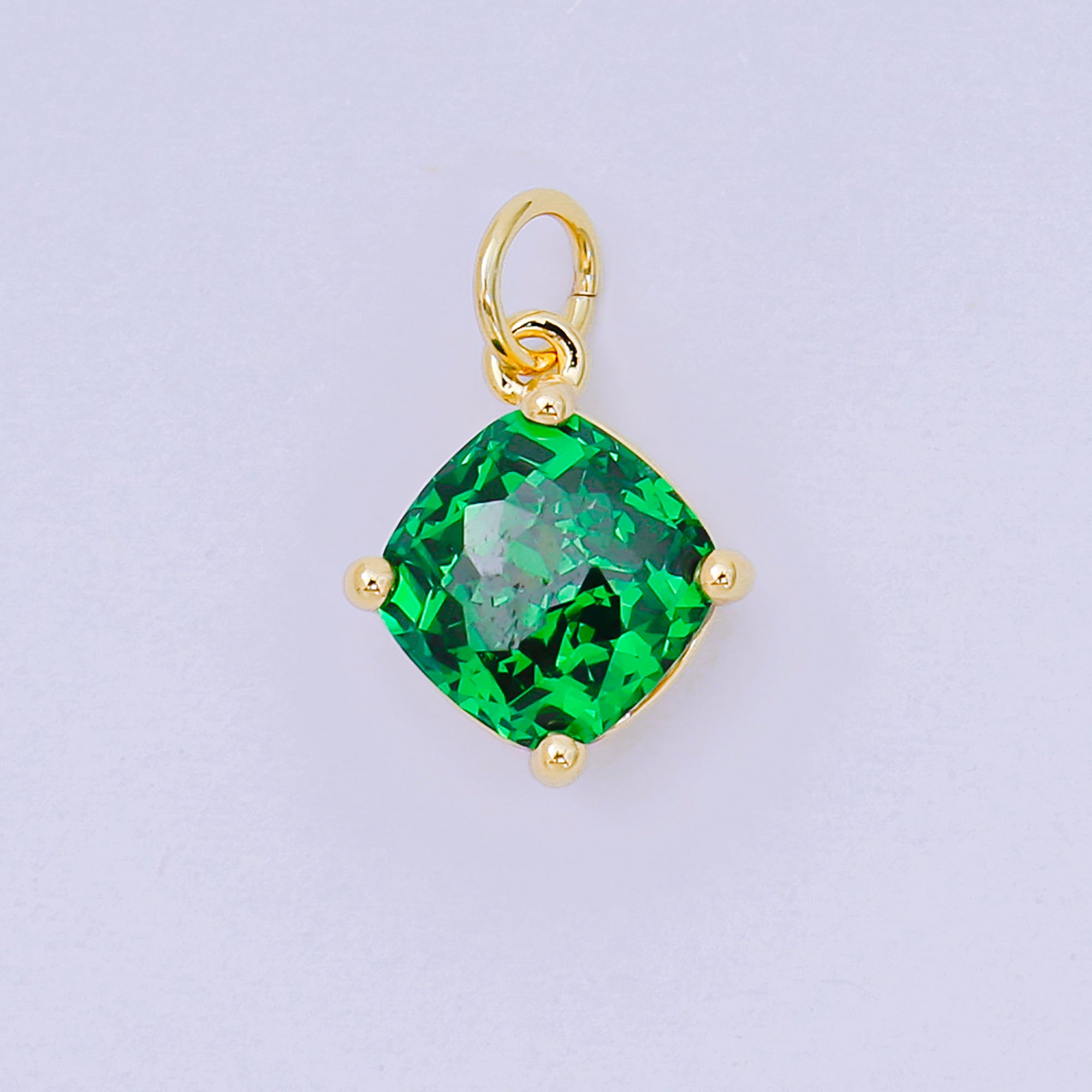 24K Gold Filled 13mm Rectangle Multicolor CZ Curvy Square Drop Charm | AC-1561 - AC-1567