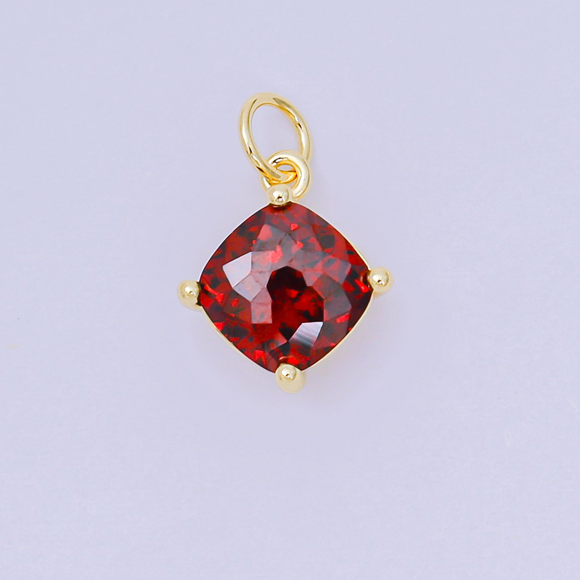 24K Gold Filled 13mm Rectangle Multicolor CZ Curvy Square Drop Charm | AC-1561 - AC-1567