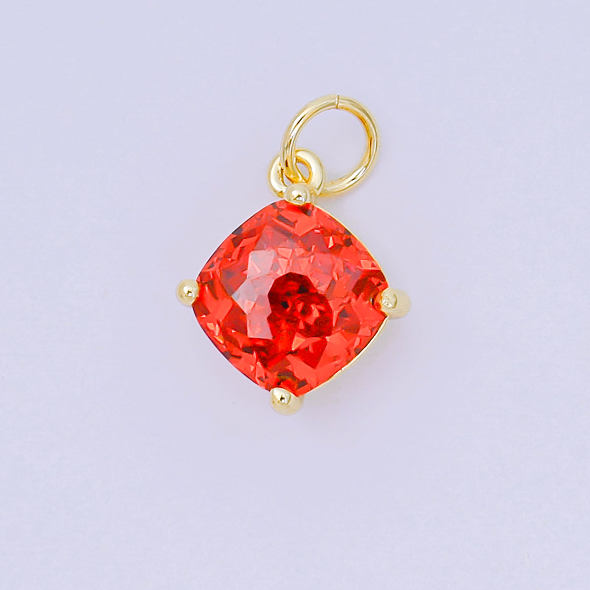 24K Gold Filled 13mm Rectangle Multicolor CZ Curvy Square Drop Charm | AC-1561 - AC-1567