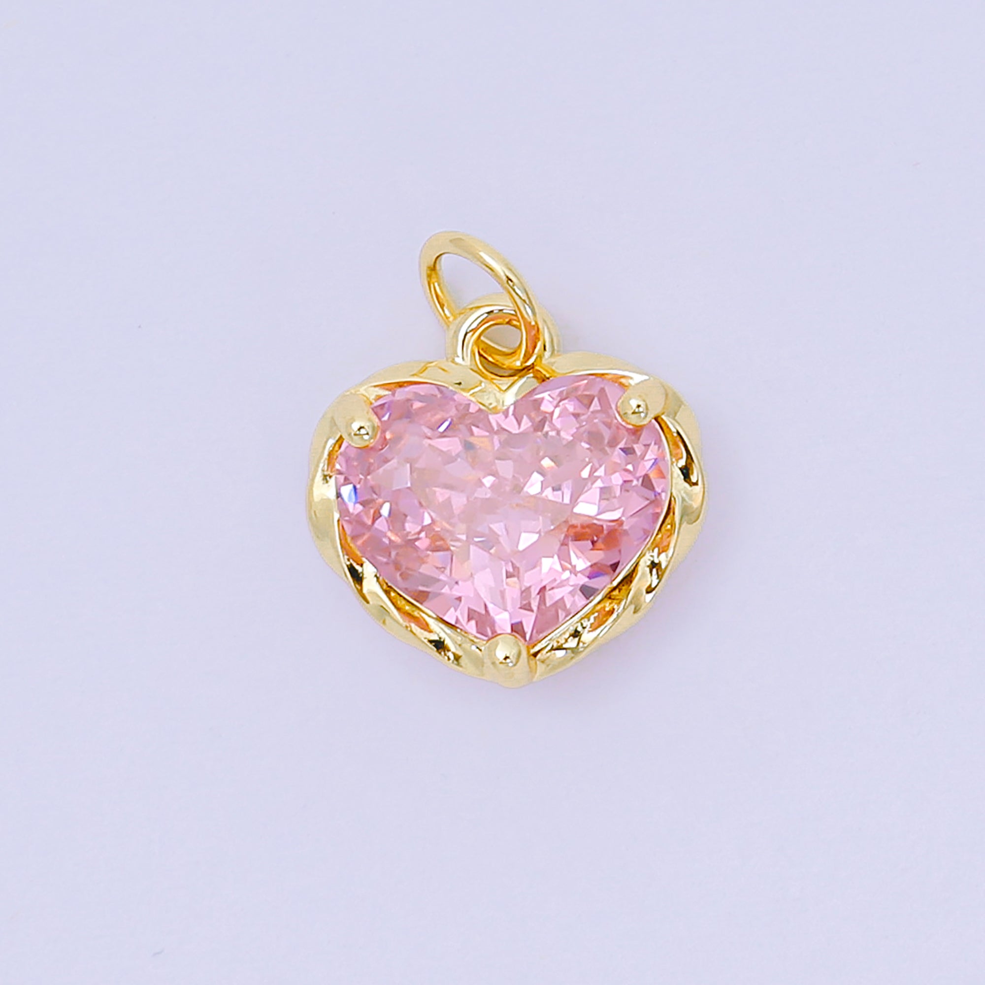 24K Gold Filled 16.9mm Heart-Shaped CZ Full of Heart Charm | AC-1568 - AC-1574