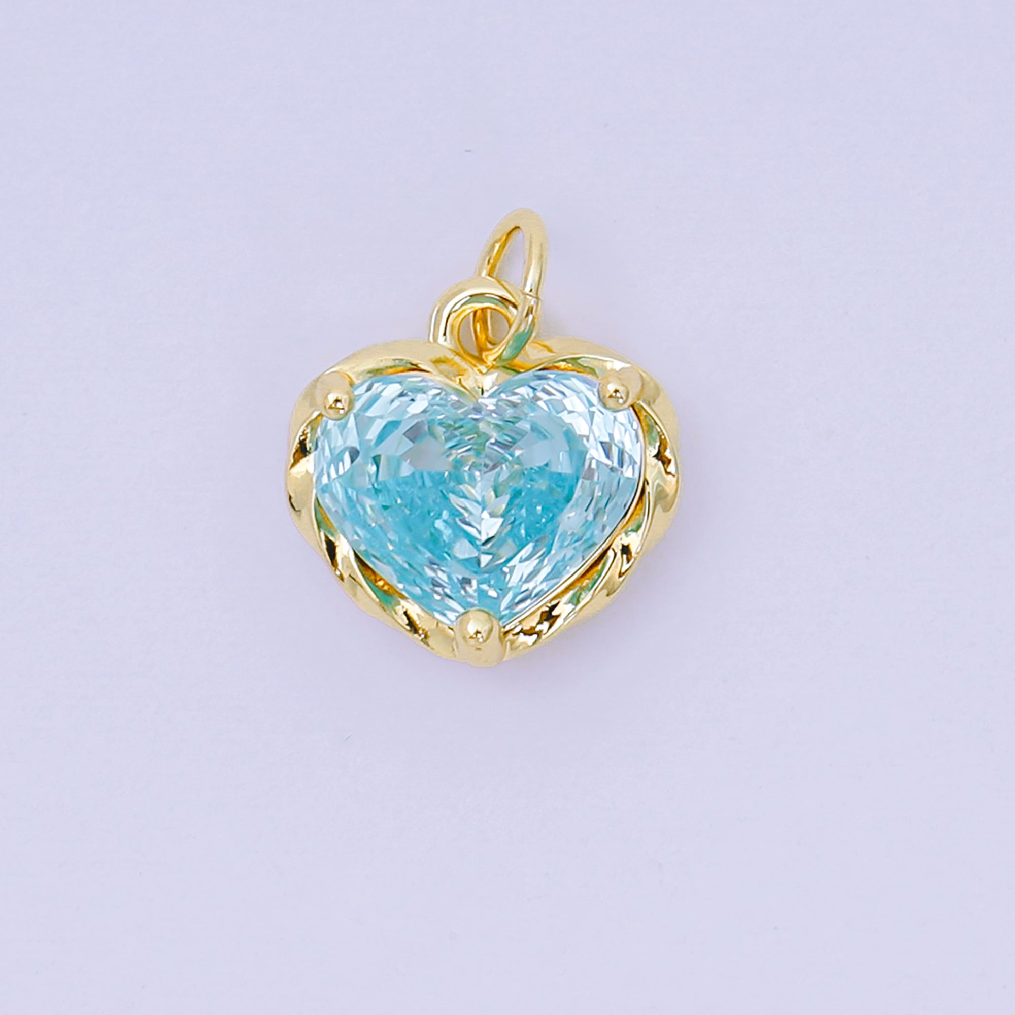24K Gold Filled 16.9mm Heart-Shaped CZ Full of Heart Charm | AC-1568 - AC-1574