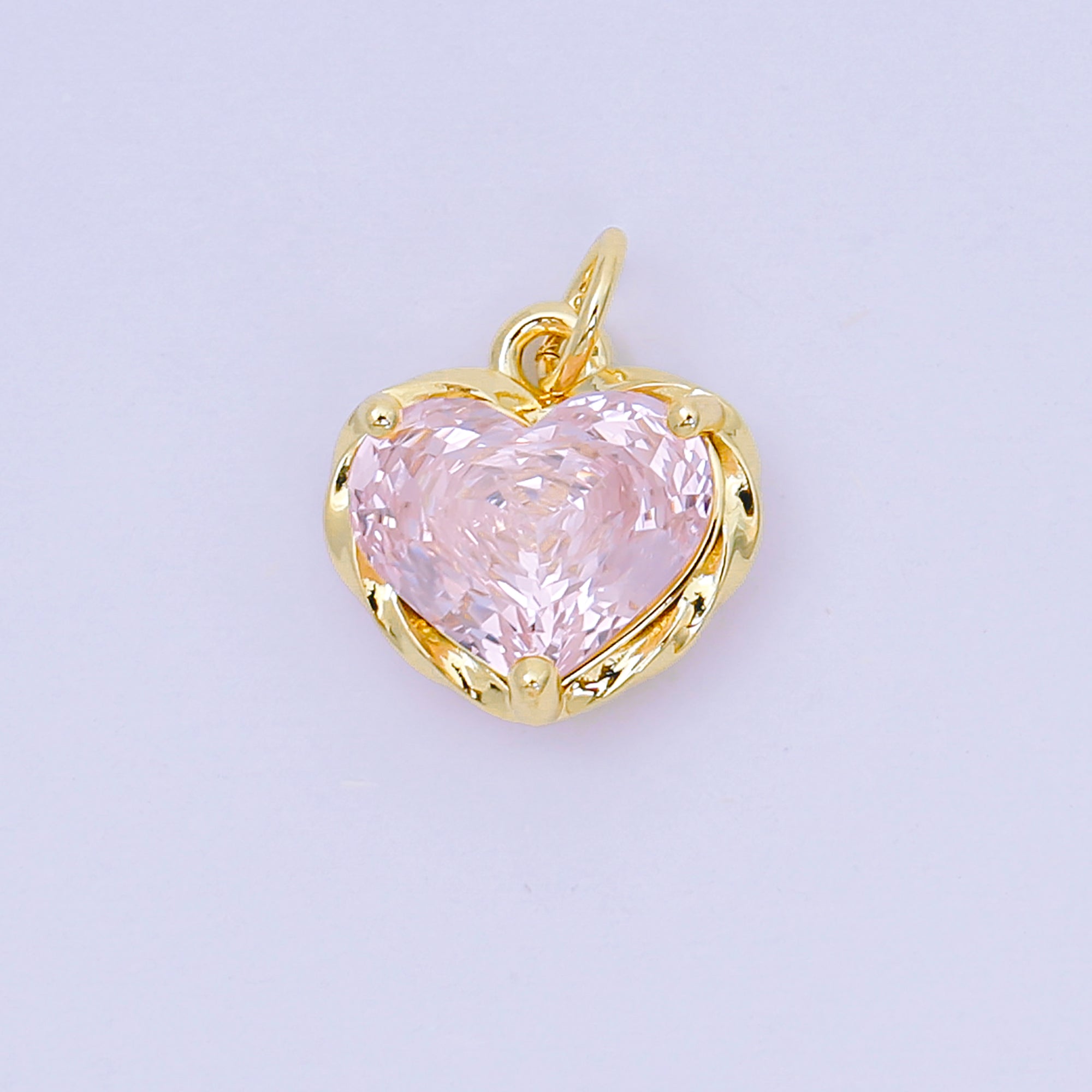 24K Gold Filled 16.9mm Heart-Shaped CZ Full of Heart Charm | AC-1568 - AC-1574