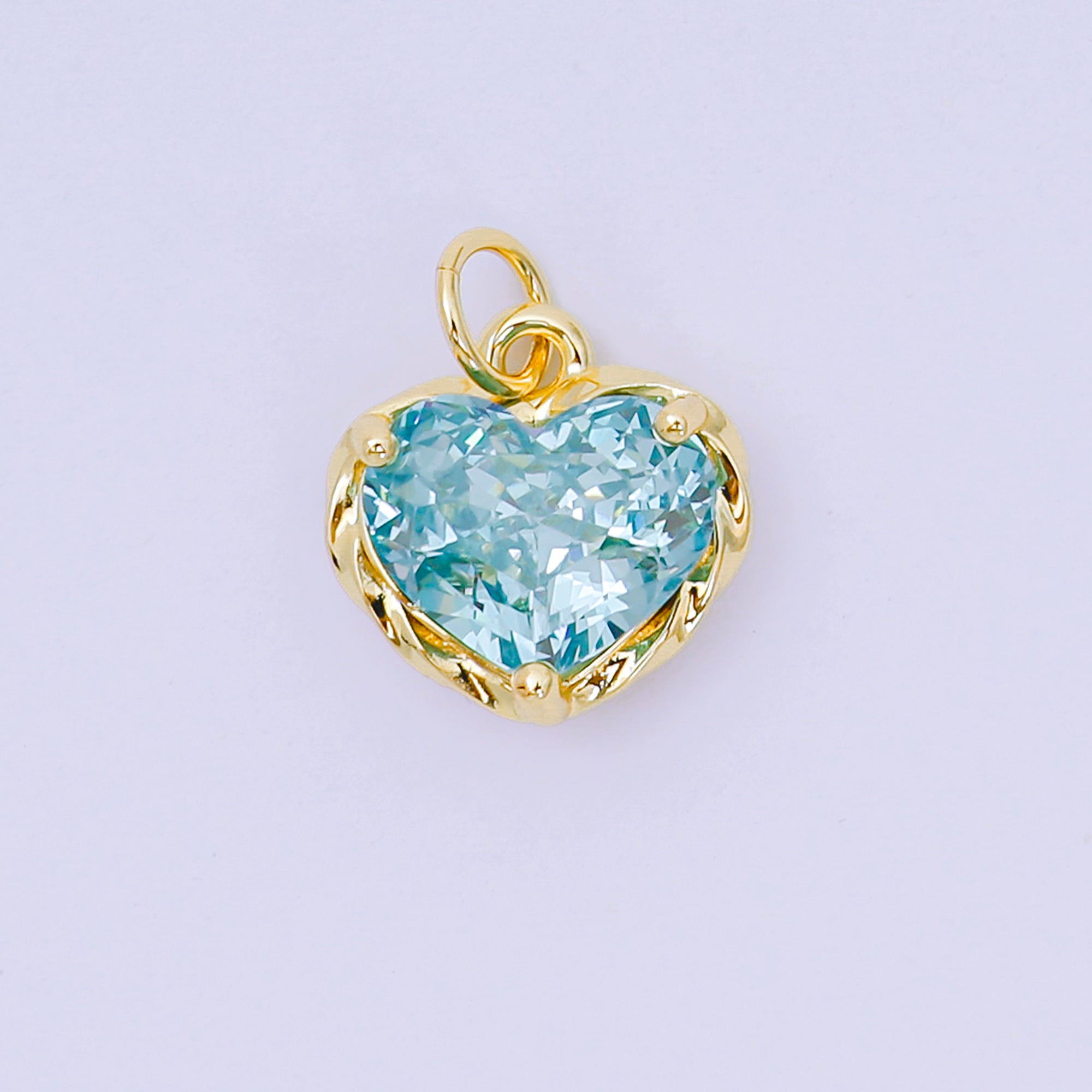 24K Gold Filled 16.9mm Heart-Shaped CZ Full of Heart Charm | AC-1568 - AC-1574