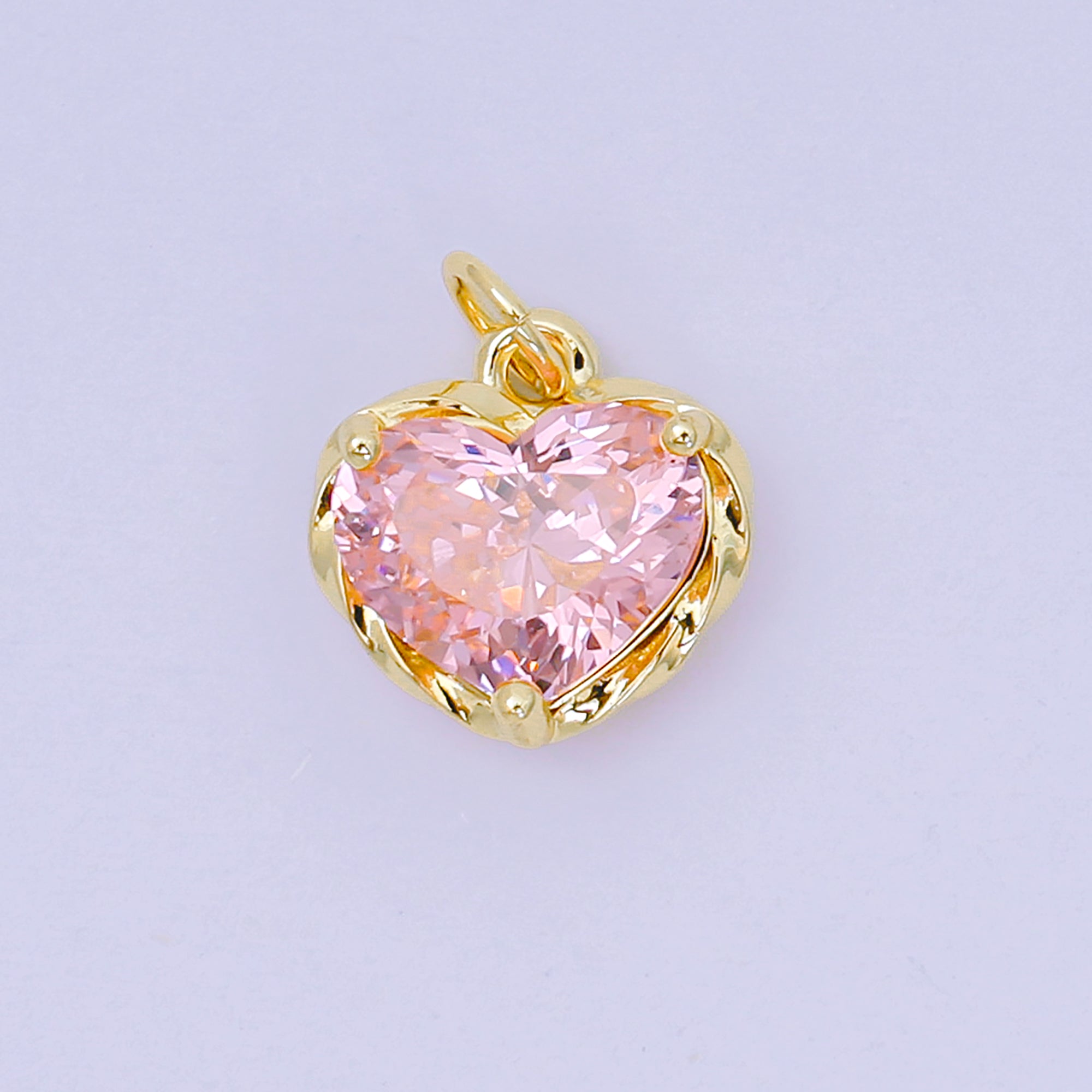 24K Gold Filled 16.9mm Heart-Shaped CZ Full of Heart Charm | AC-1568 - AC-1574