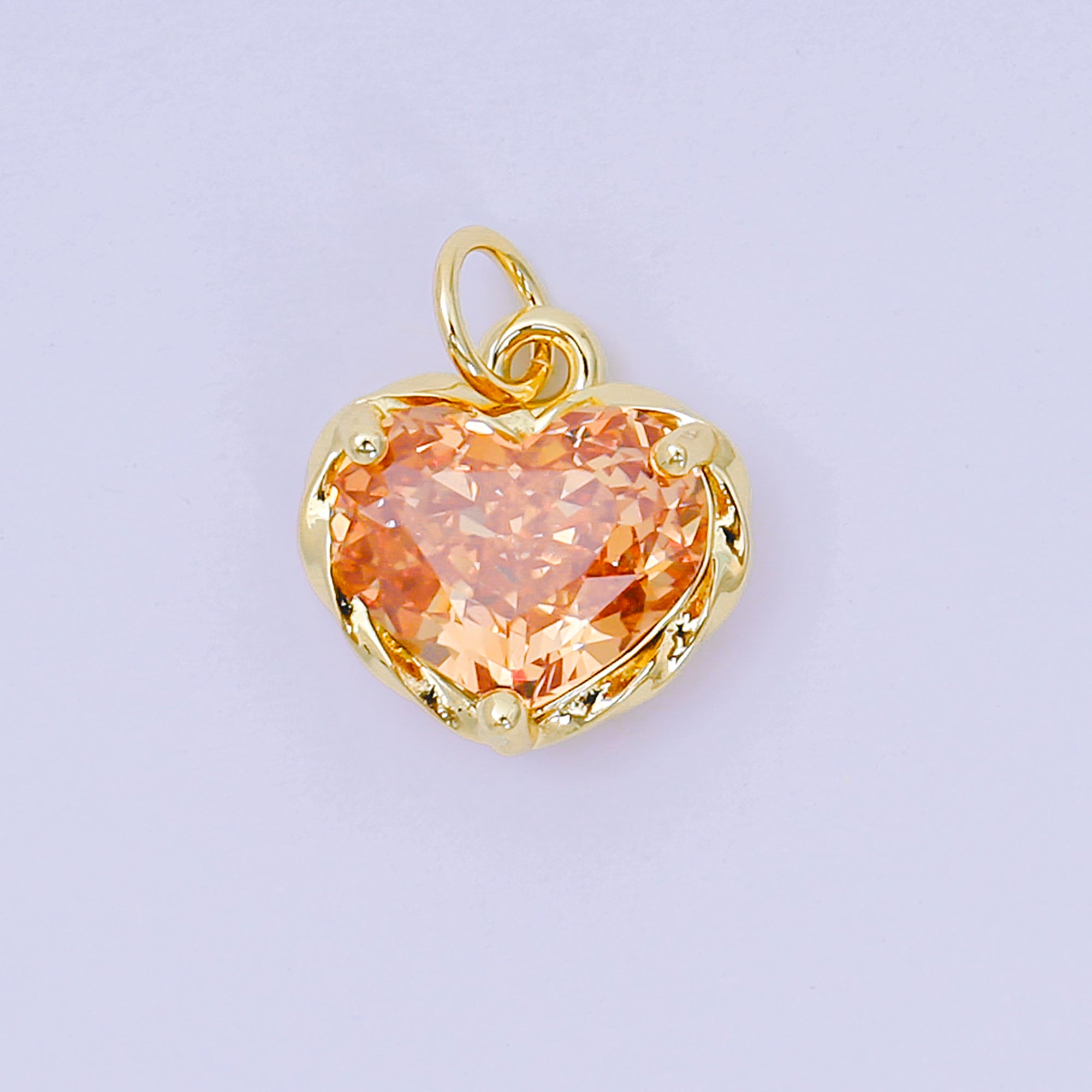 24K Gold Filled 16.9mm Heart-Shaped CZ Full of Heart Charm | AC-1568 - AC-1574