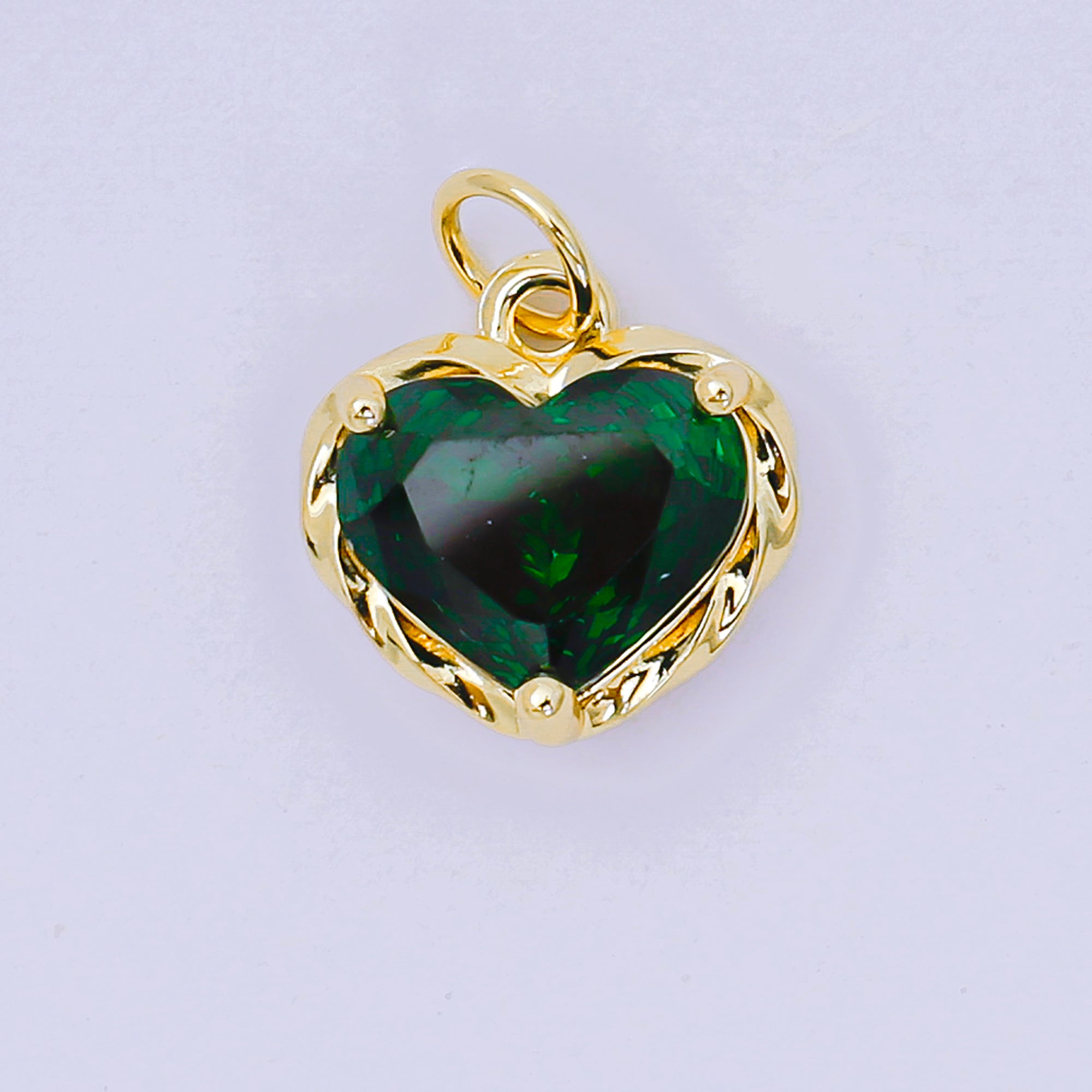 24K Gold Filled 16.9mm Heart-Shaped CZ Full of Heart Charm | AC-1568 - AC-1574