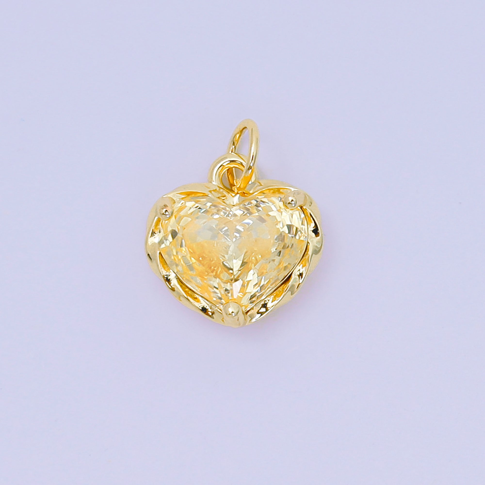 24K Gold Filled 16.9mm Heart-Shaped CZ Full of Heart Charm | AC-1568 - AC-1574
