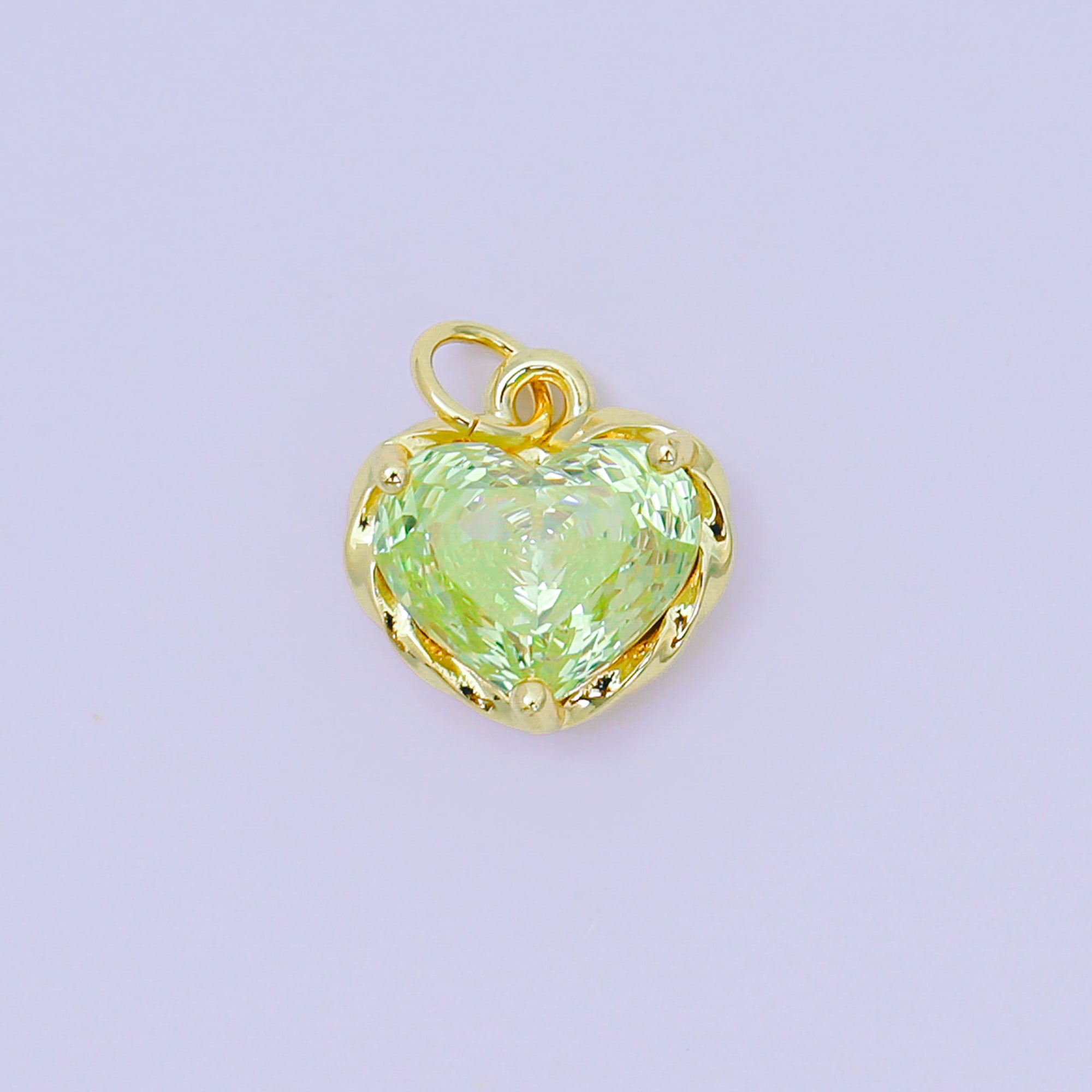 24K Gold Filled 16.9mm Heart-Shaped CZ Full of Heart Charm | AC-1568 - AC-1574