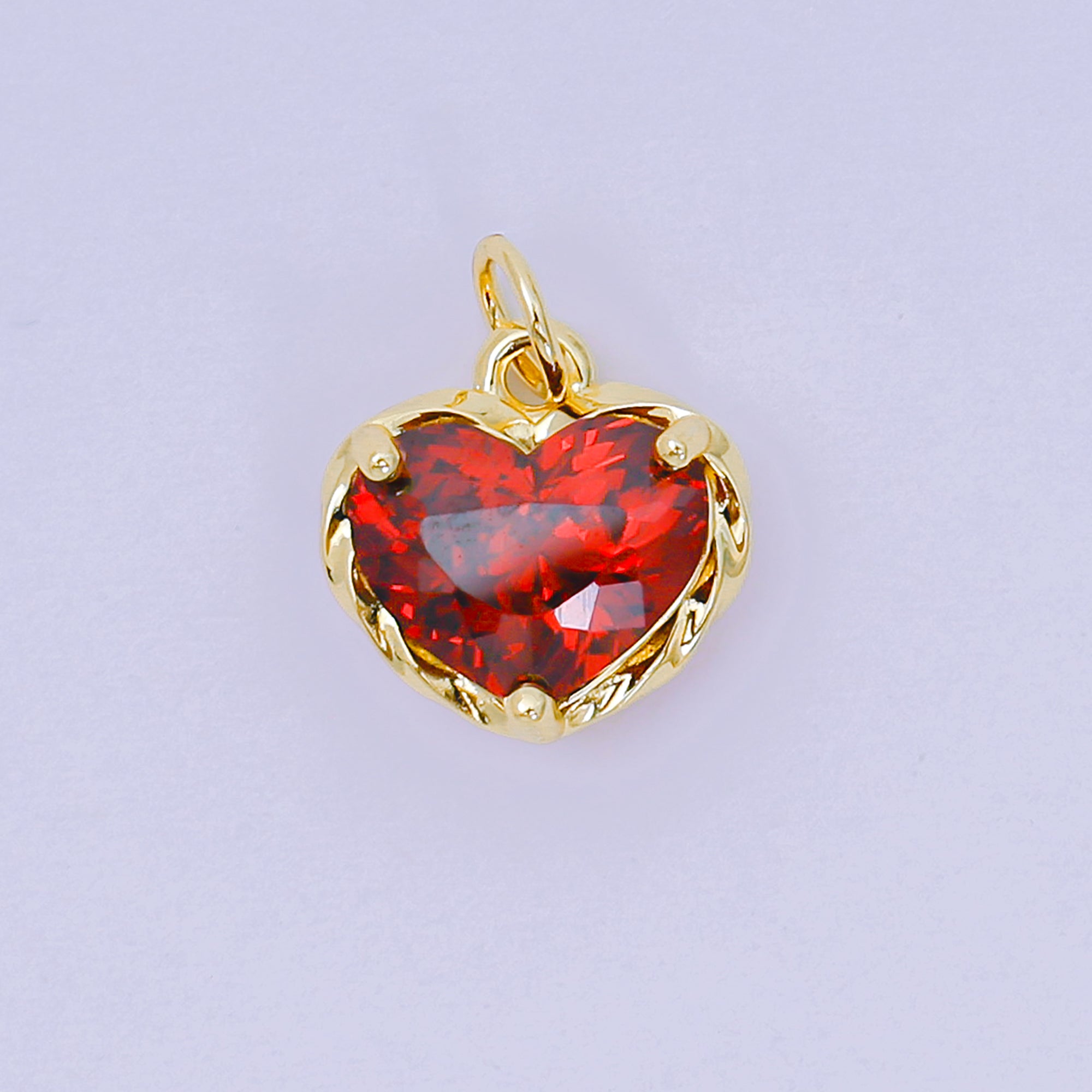 24K Gold Filled 16.9mm Heart-Shaped CZ Full of Heart Charm | AC-1568 - AC-1574