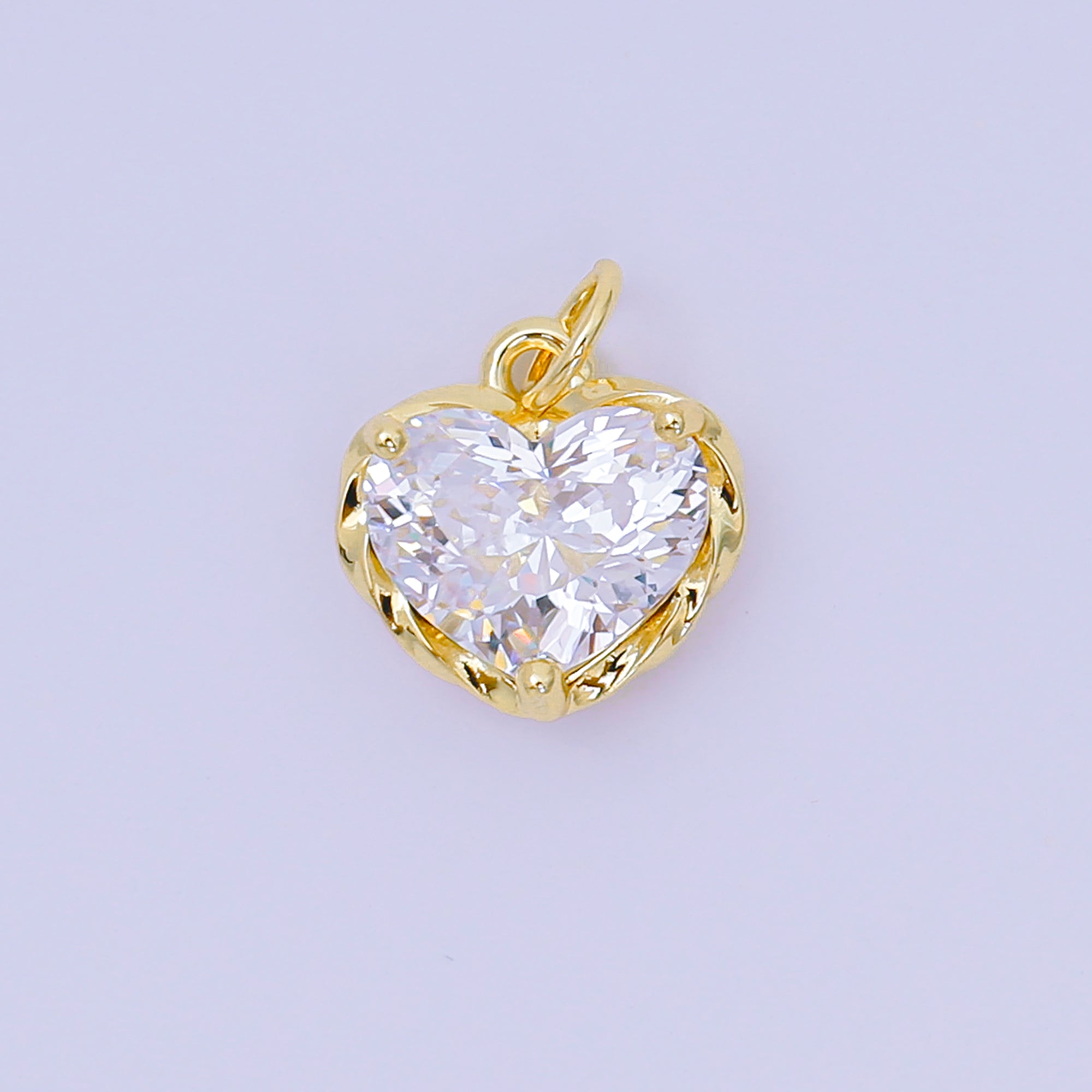 24K Gold Filled 16.9mm Heart-Shaped CZ Full of Heart Charm | AC-1568 - AC-1574