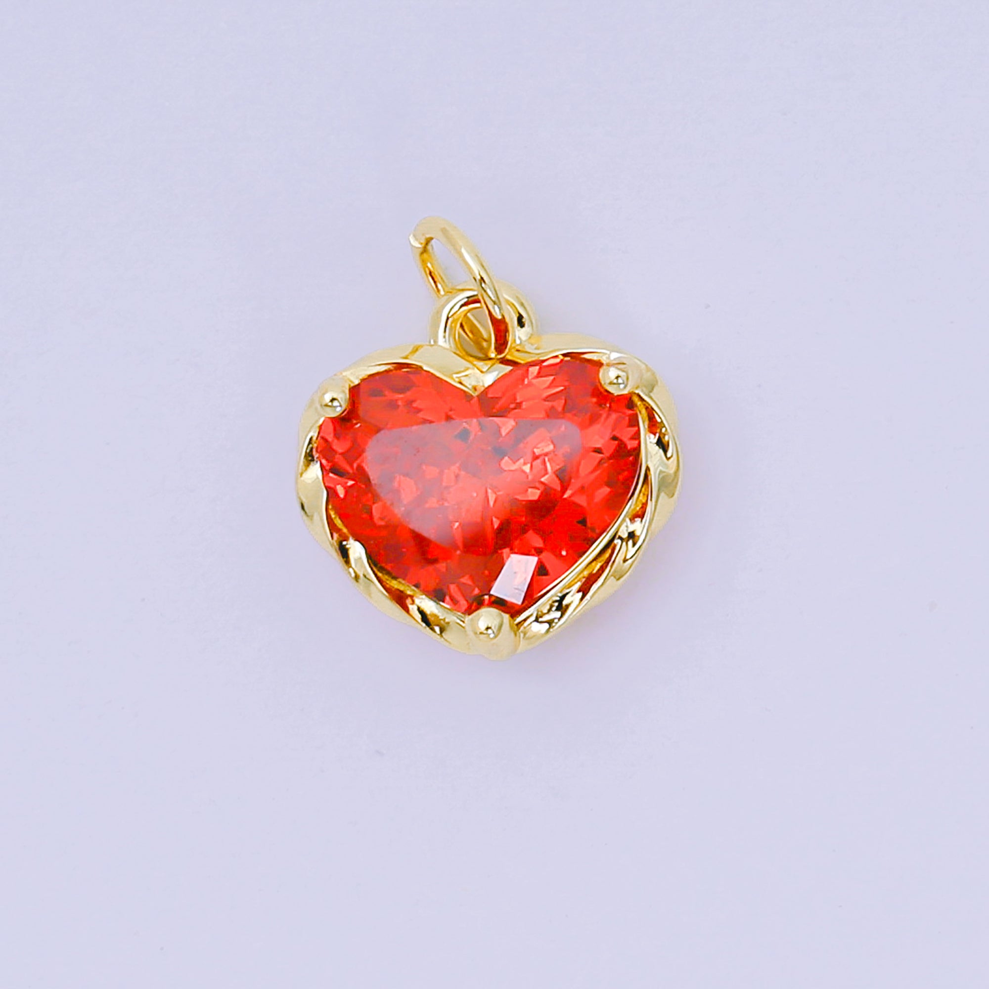 24K Gold Filled 16.9mm Heart-Shaped CZ Full of Heart Charm | AC-1568 - AC-1574