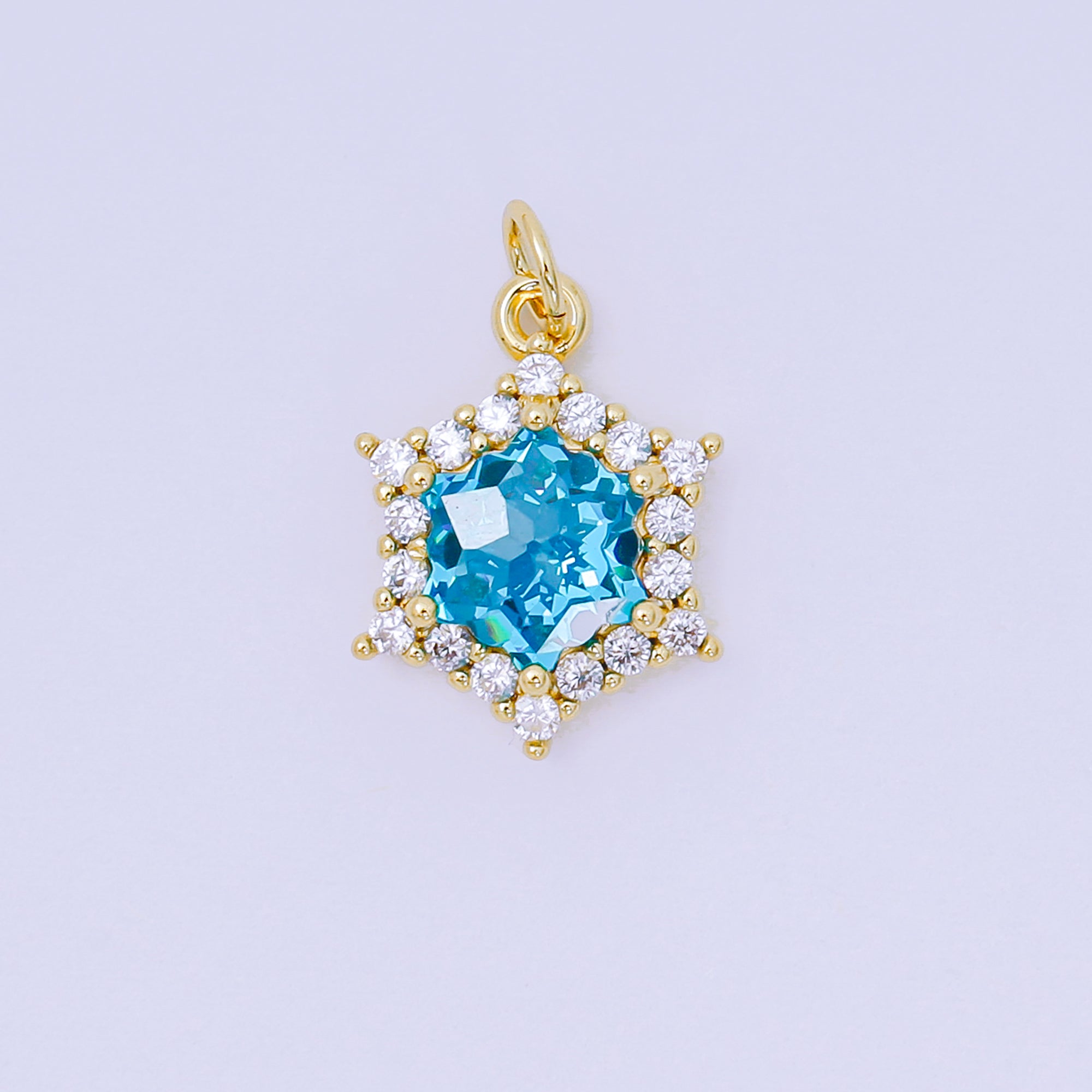 24K Gold Filled 16.9mm Micro Paved & Multicolor CZ Northen Star-Shaped Charm | AC-1575 - AC-1581