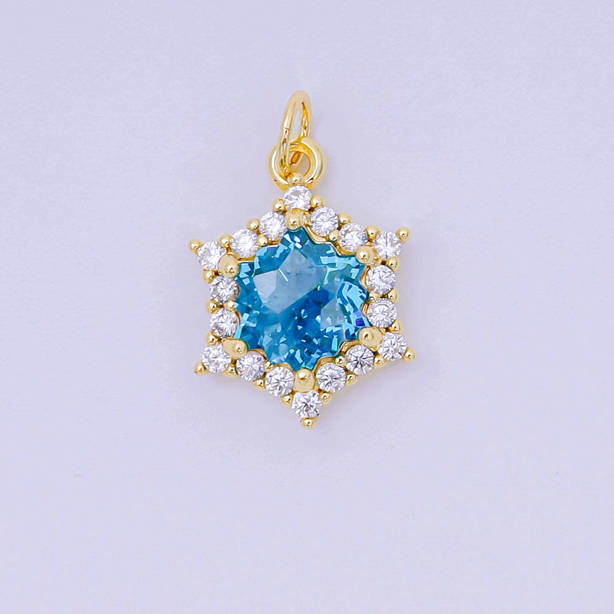 24K Gold Filled 16.9mm Micro Paved & Multicolor CZ Northen Star-Shaped Charm | AC-1575 - AC-1581