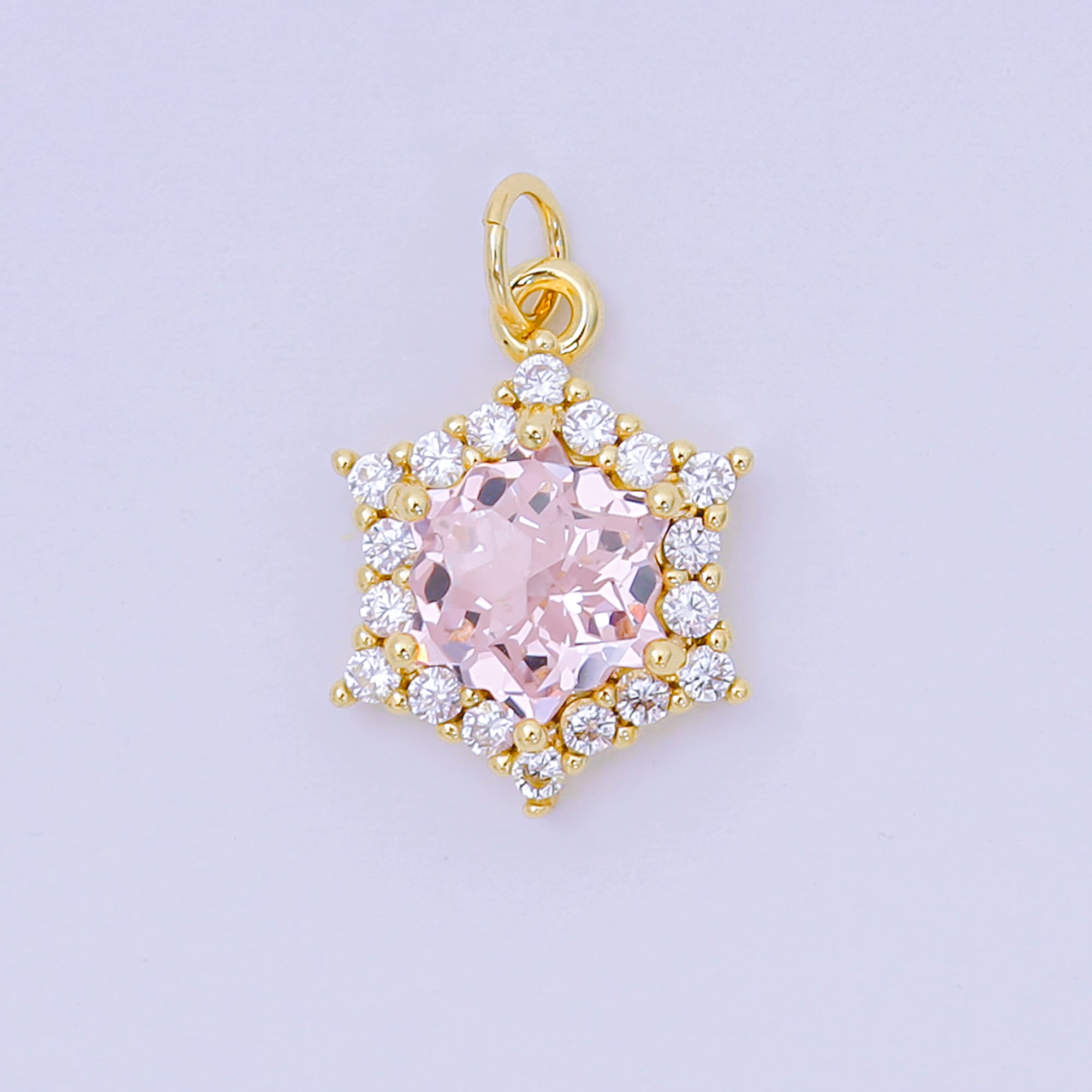 24K Gold Filled 16.9mm Micro Paved & Multicolor CZ Northen Star-Shaped Charm | AC-1575 - AC-1581