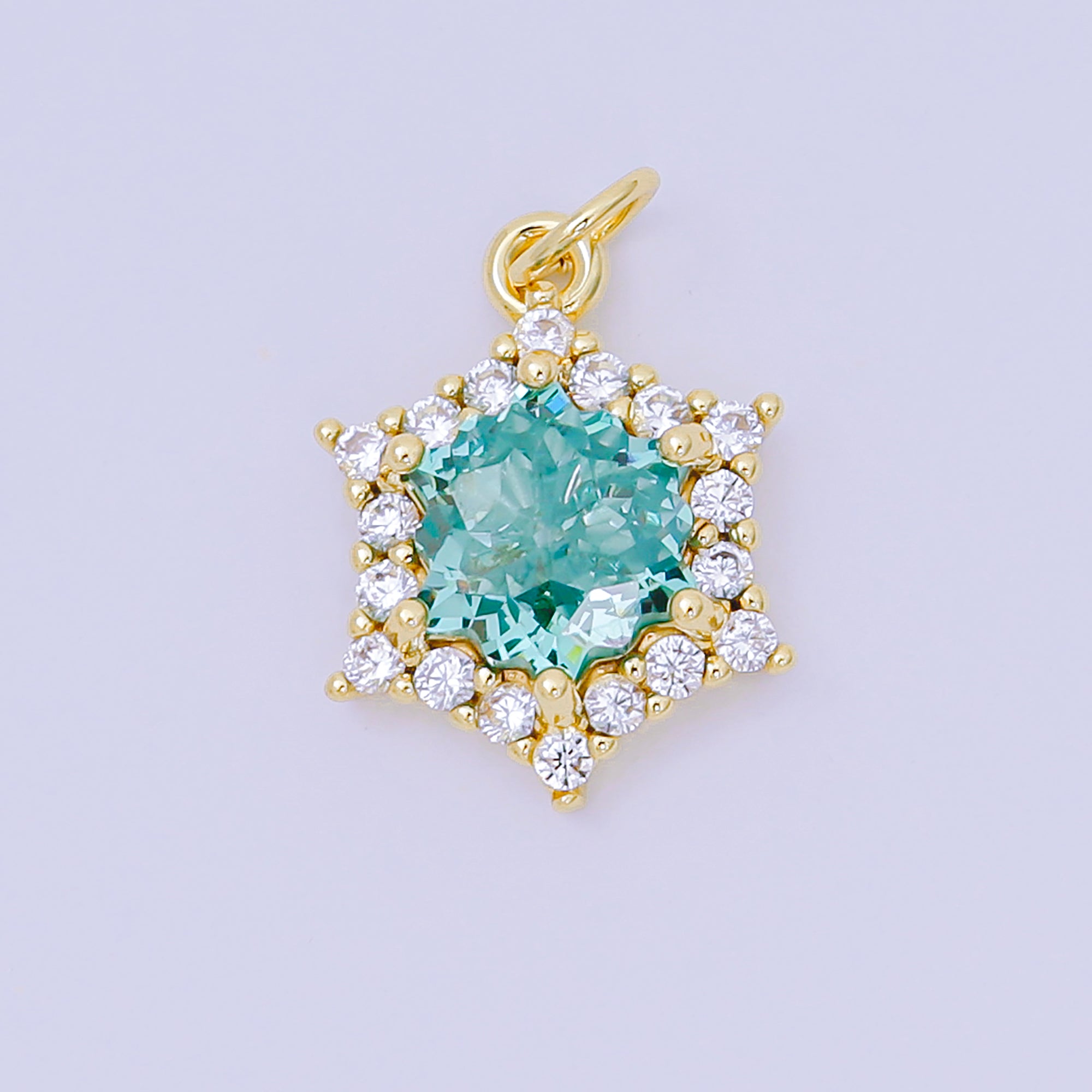 24K Gold Filled 16.9mm Micro Paved & Multicolor CZ Northen Star-Shaped Charm | AC-1575 - AC-1581