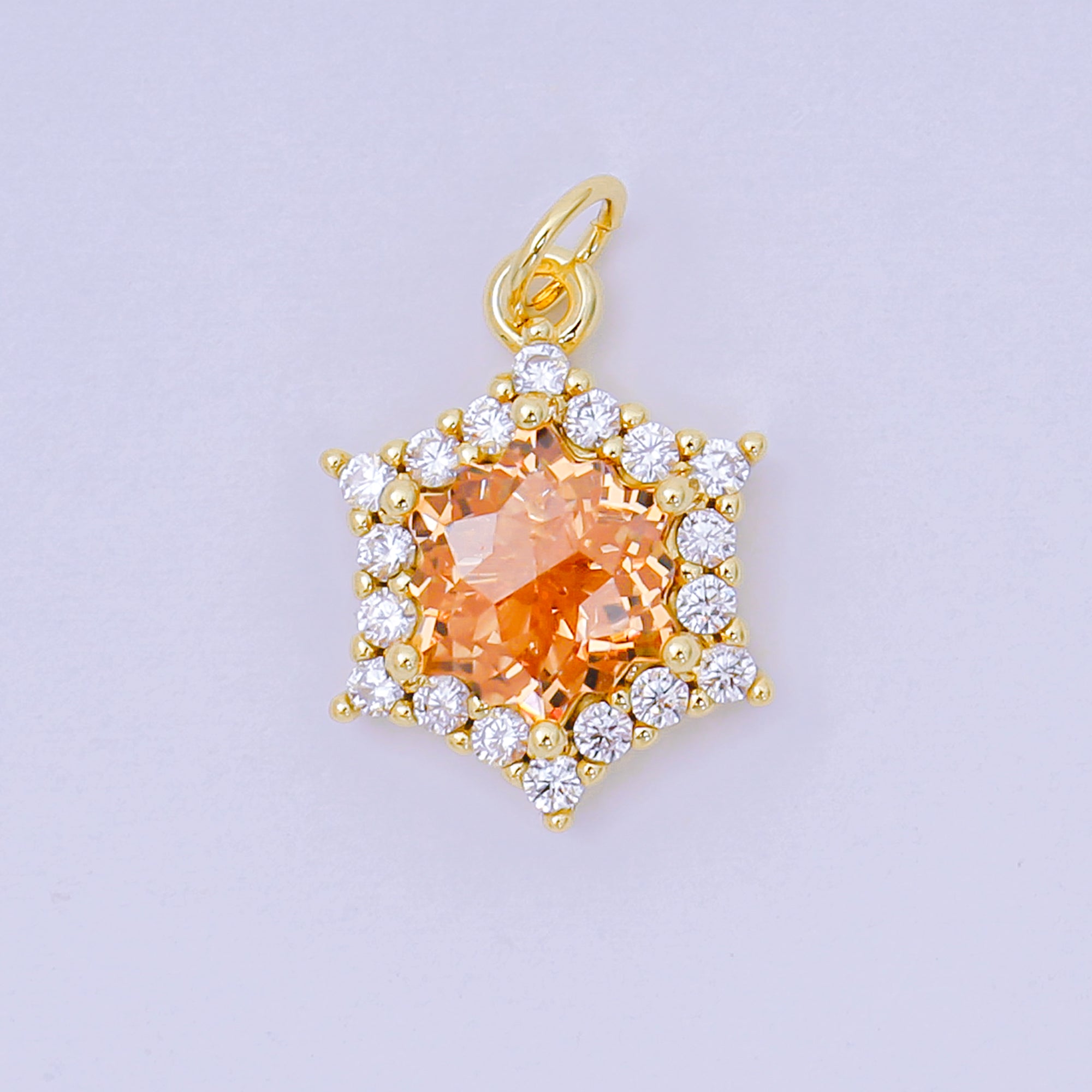 24K Gold Filled 16.9mm Micro Paved & Multicolor CZ Northen Star-Shaped Charm | AC-1575 - AC-1581