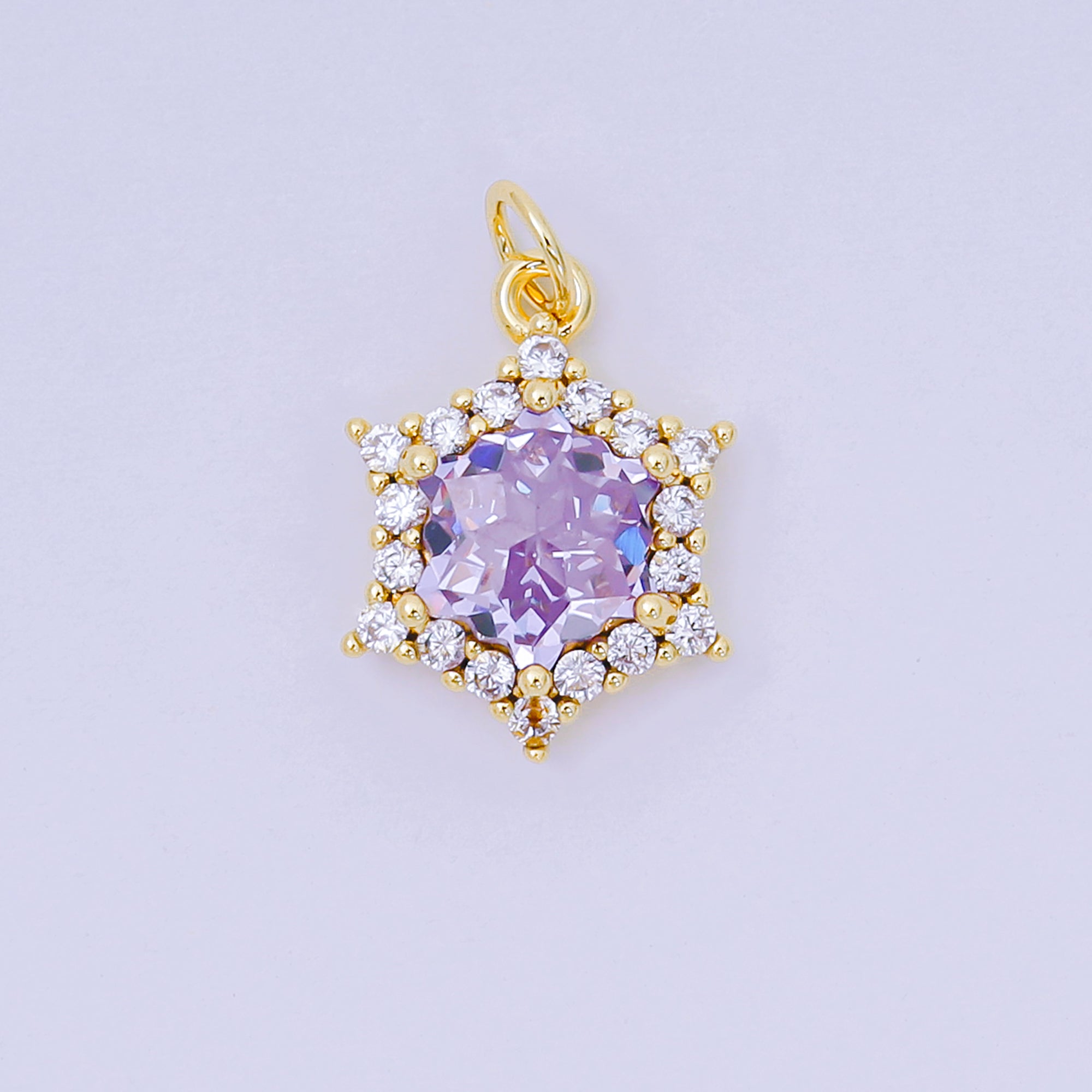 24K Gold Filled 16.9mm Micro Paved & Multicolor CZ Northen Star-Shaped Charm | AC-1575 - AC-1581