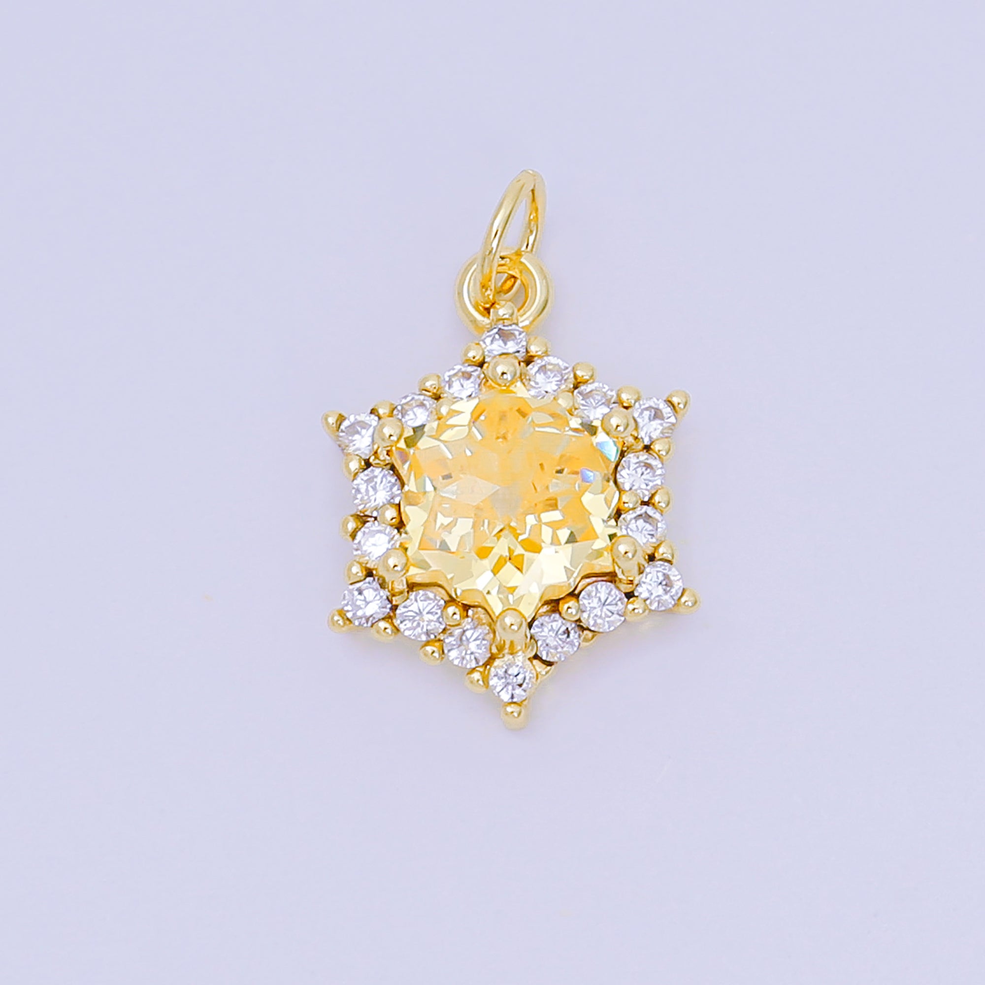 24K Gold Filled 16.9mm Micro Paved & Multicolor CZ Northen Star-Shaped Charm | AC-1575 - AC-1581