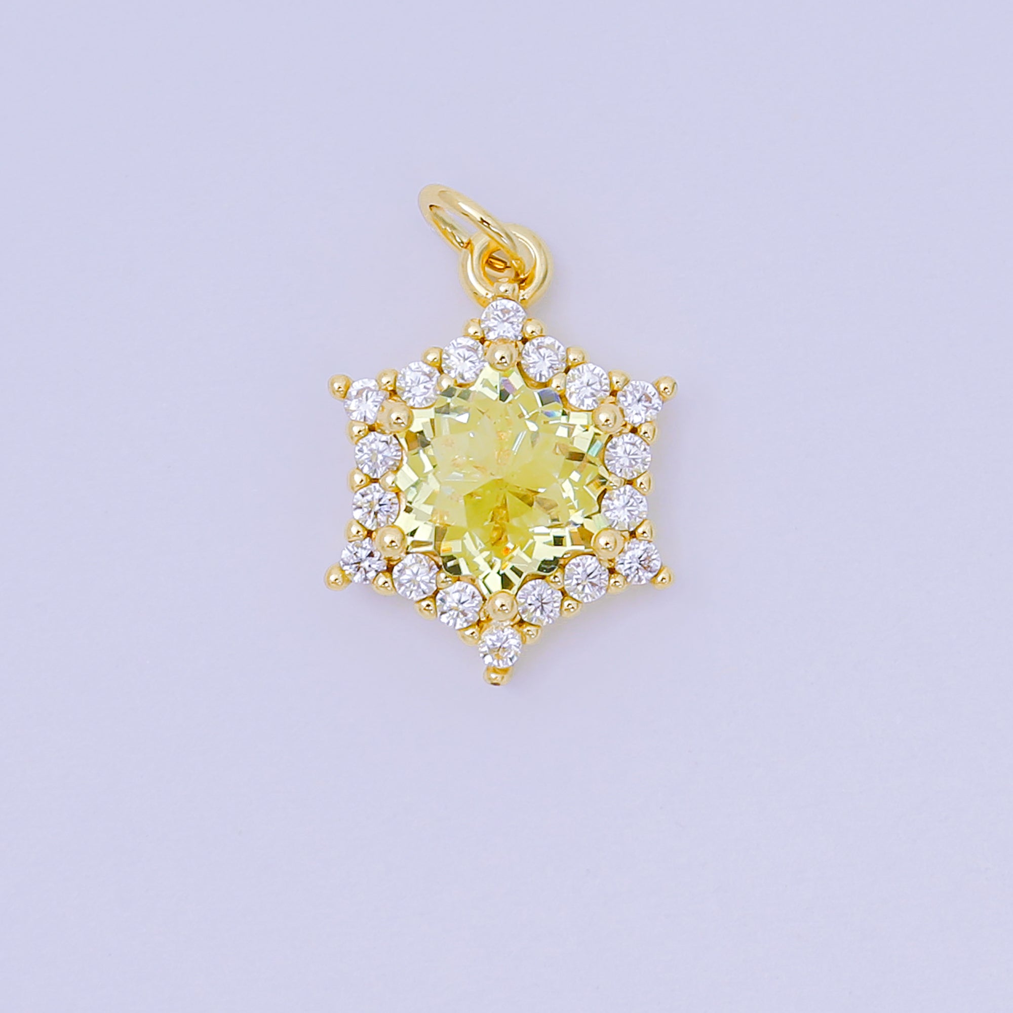24K Gold Filled 16.9mm Micro Paved & Multicolor CZ Northen Star-Shaped Charm | AC-1575 - AC-1581