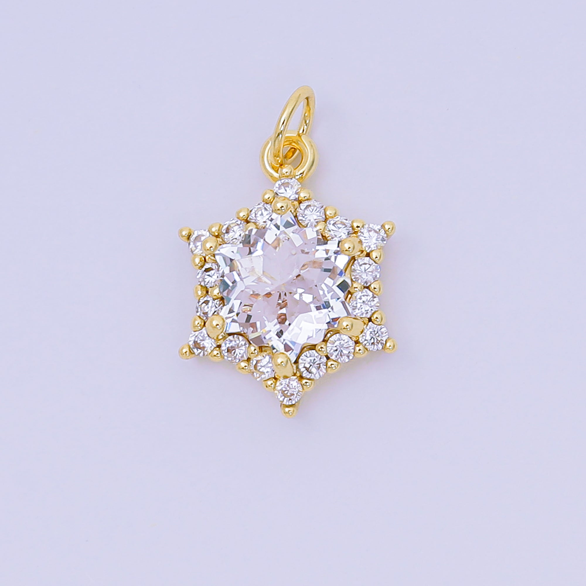 24K Gold Filled 16.9mm Micro Paved & Multicolor CZ Northen Star-Shaped Charm | AC-1575 - AC-1581