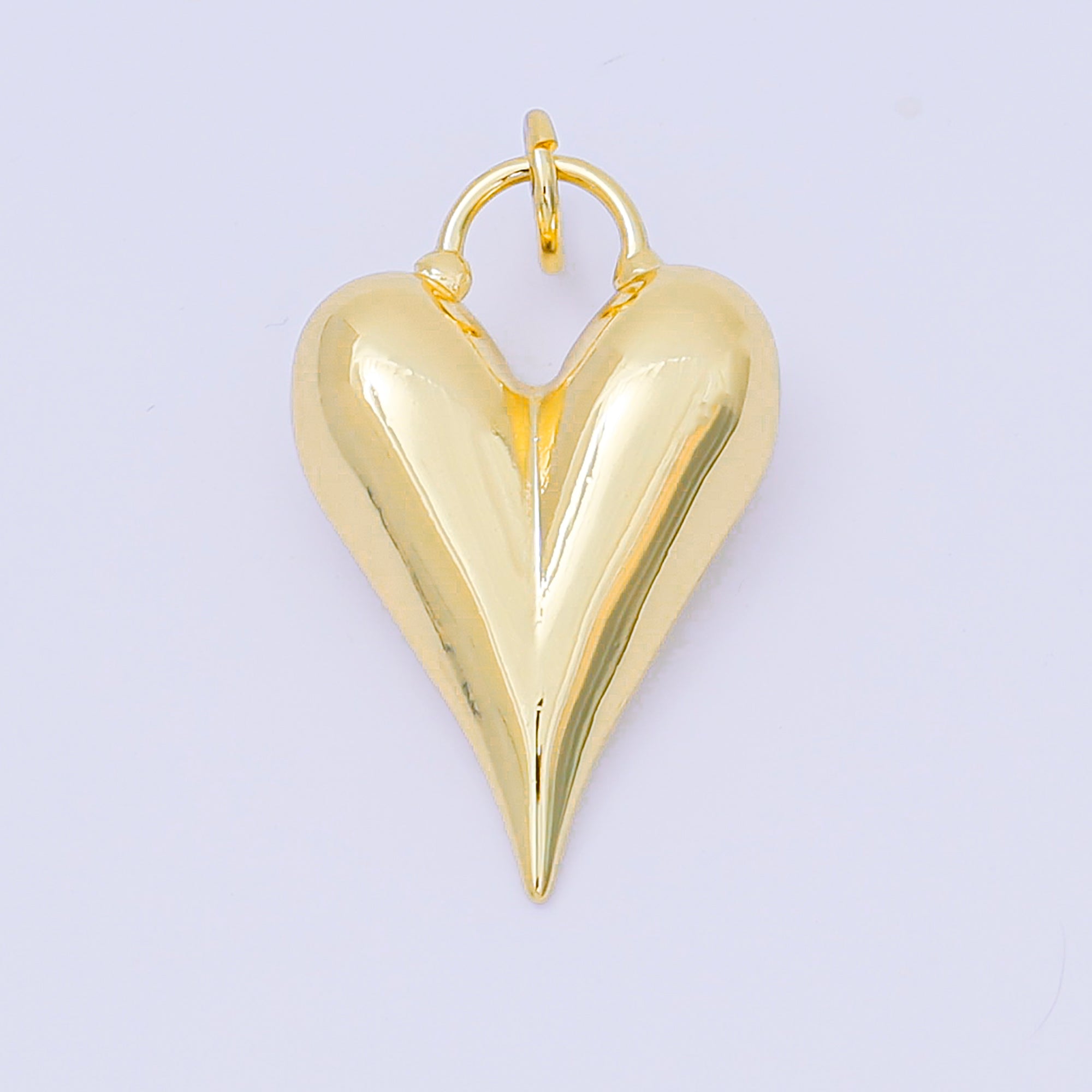 24K Gold Filled 32mm Sharp Heart V-Letter Shaped Charm in Gold & Silver | AC-1583