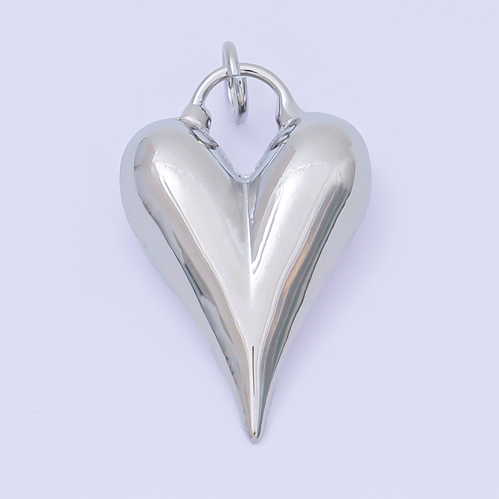 24K Gold Filled 32mm Sharp Heart V-Letter Shaped Charm in Gold & Silver | AC-1583
