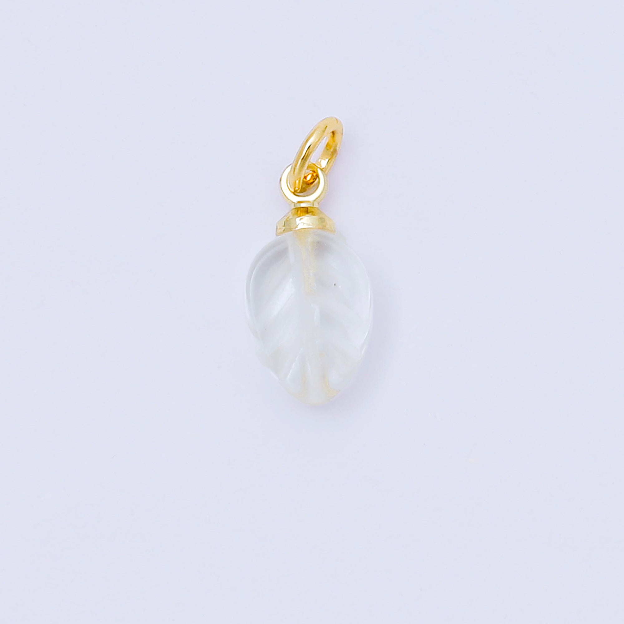 24K Gold Filled 12mm White, Green, Red Gemstone Leaf Mini Charm | AC1591 - AC1593