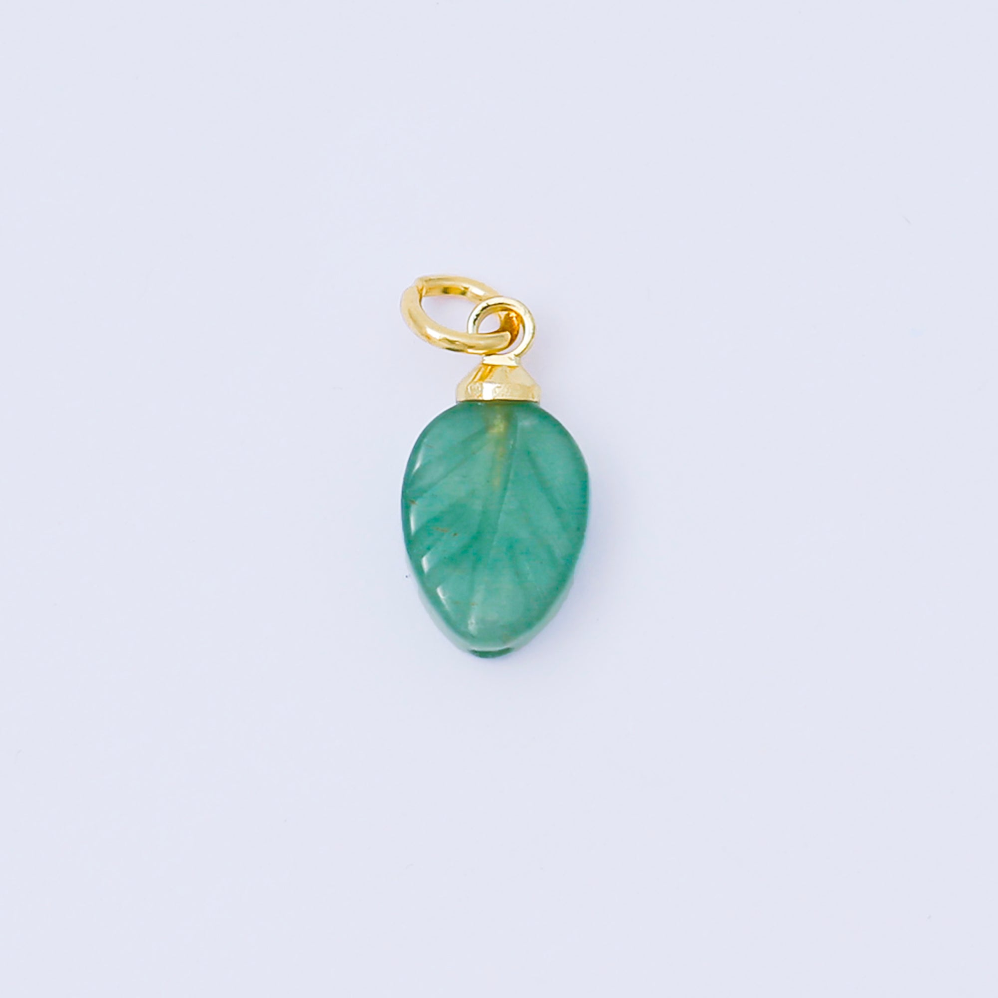24K Gold Filled 12mm White, Green, Red Gemstone Leaf Mini Charm | AC1591 - AC1593
