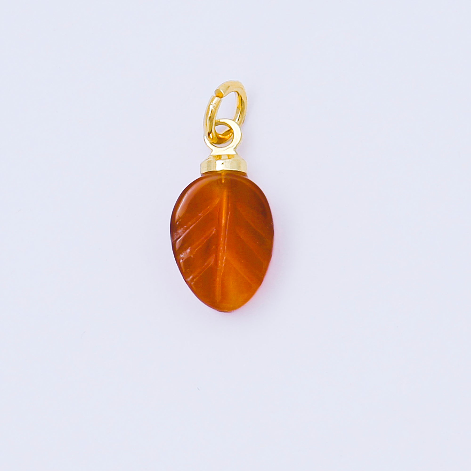 24K Gold Filled 12mm White, Green, Red Gemstone Leaf Mini Charm | AC1591 - AC1593