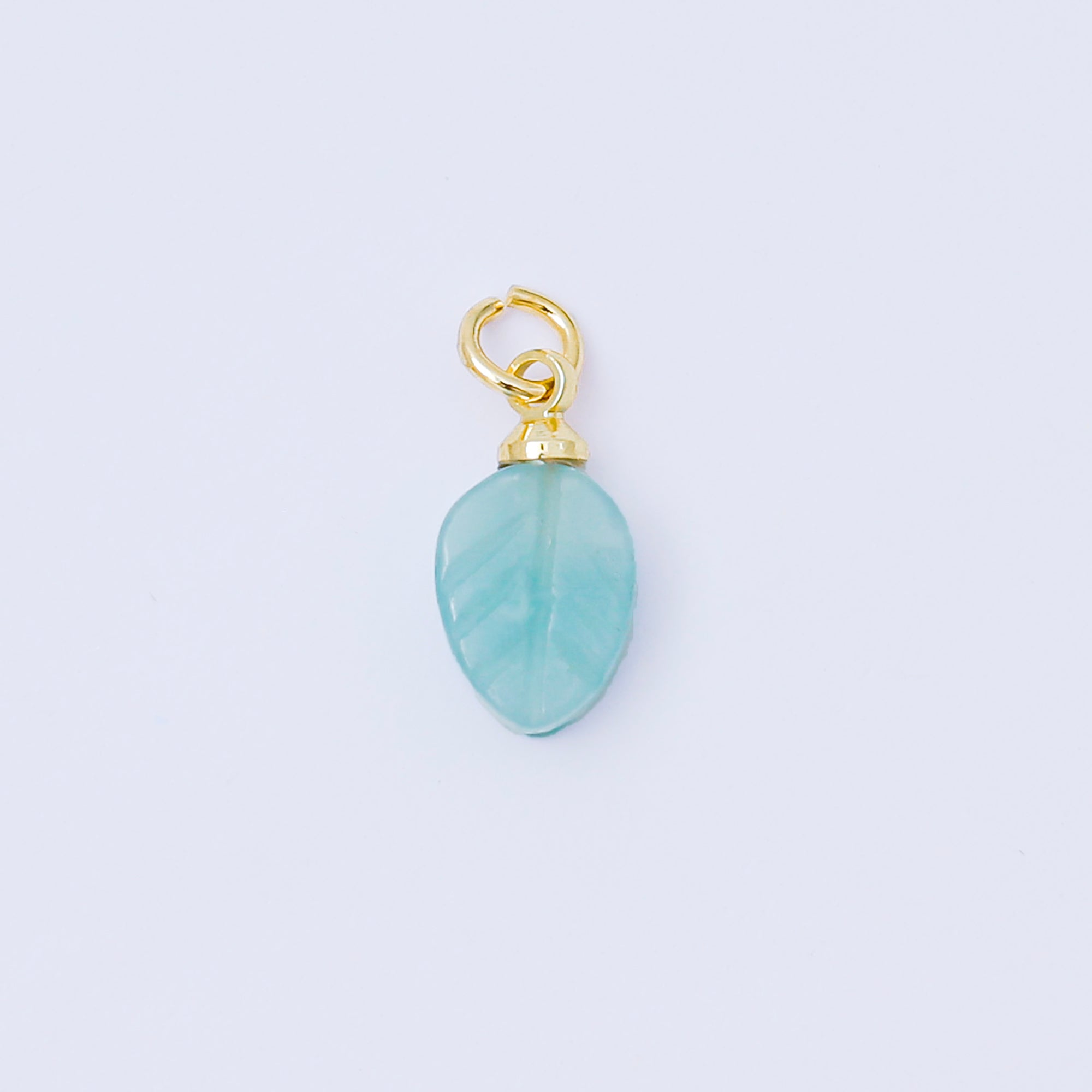 24K Gold Filled 12mm White, Green, Red Gemstone Leaf Mini Charm | AC1591 - AC1593