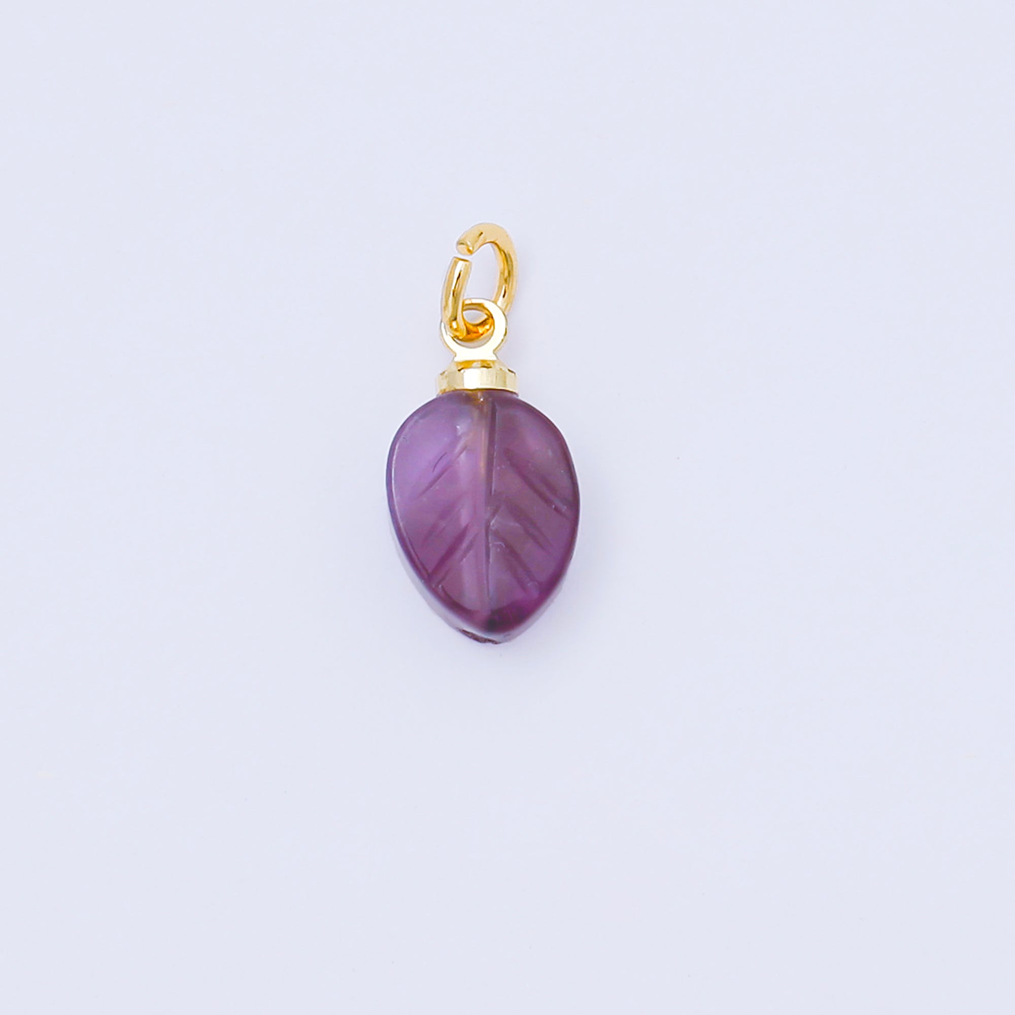 24K Gold Filled 12mm White, Green, Red Gemstone Leaf Mini Charm | AC1591 - AC1593
