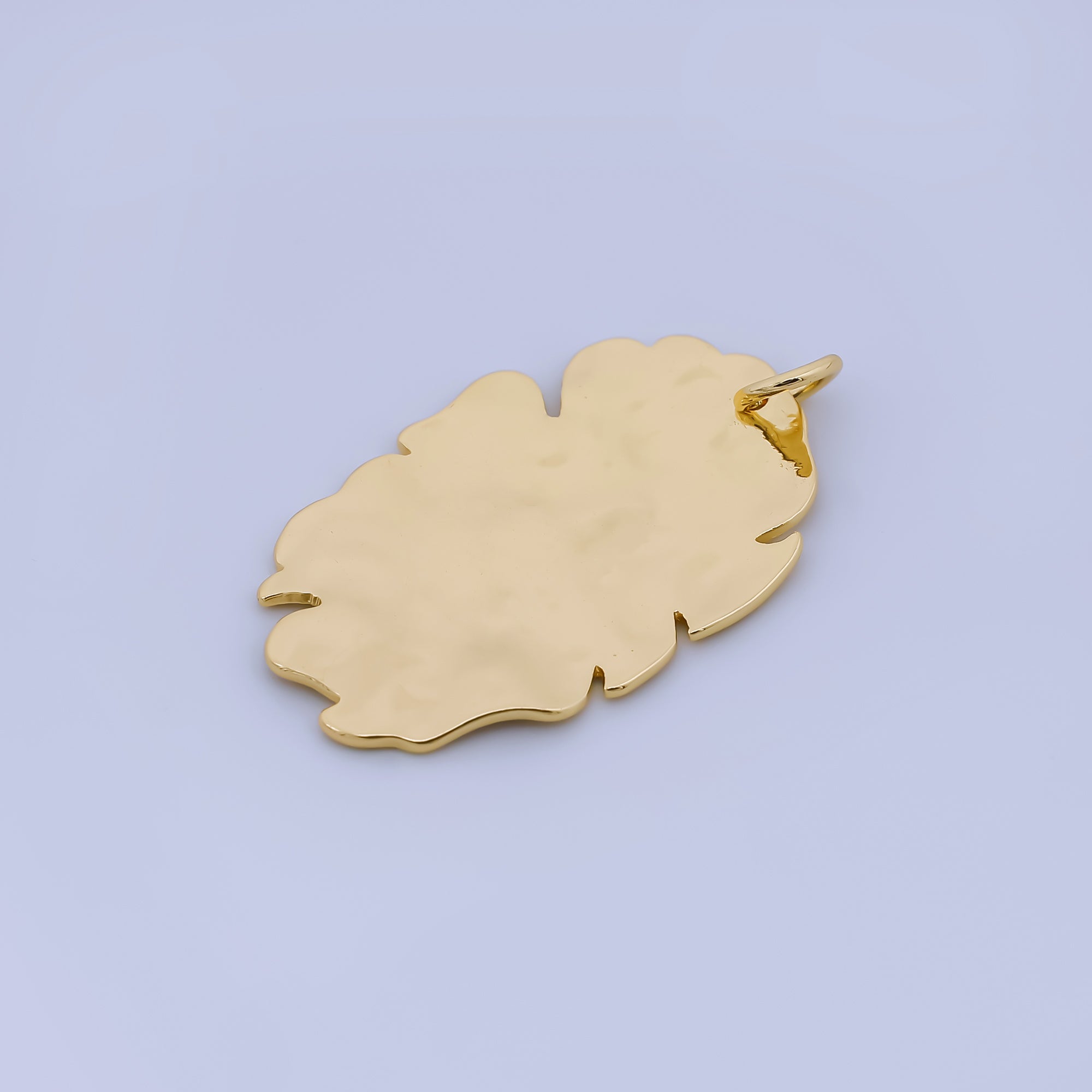 24K Gold Filled 28mm Polished Flat Dry Leaf Freeform Charm | AC1595