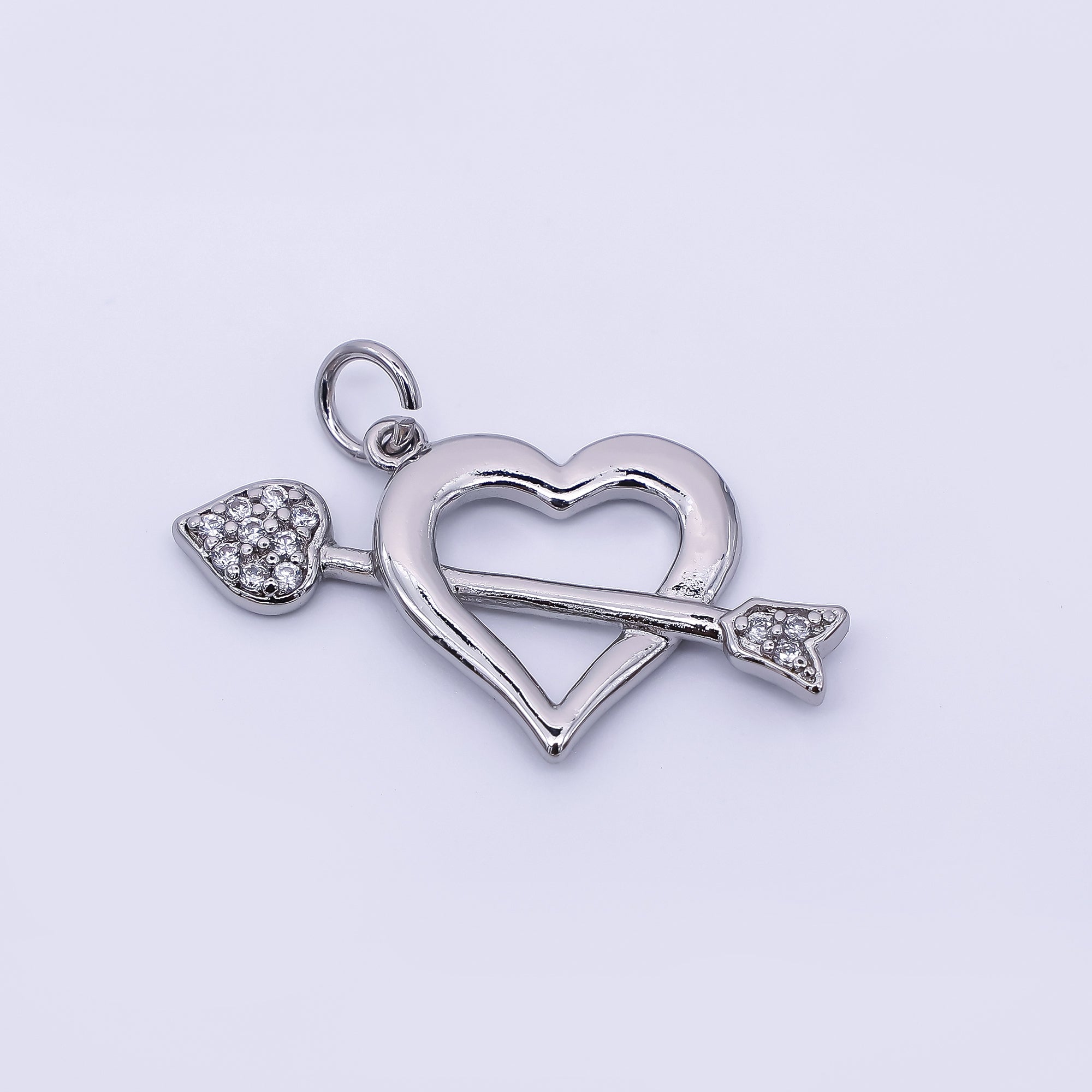 24K Gold Filled 15.5mm Arrowed Heart Shoot Cupid Drop Charm in Gold & Silver | AC1597