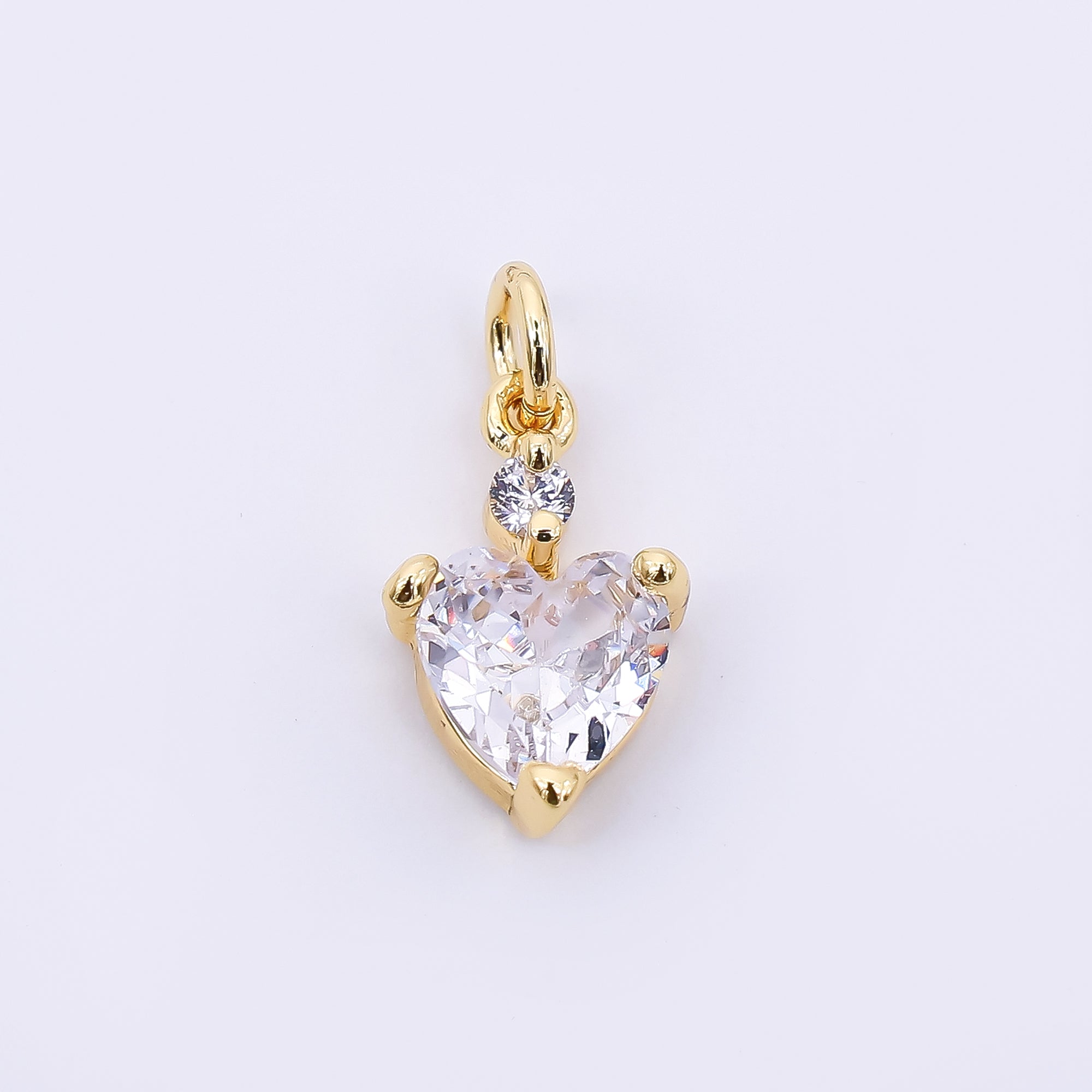 24K Gold Filled 12mm Heart-Shaped CZ Heart Pop Drop Charm in Gold & Silver | AC1599