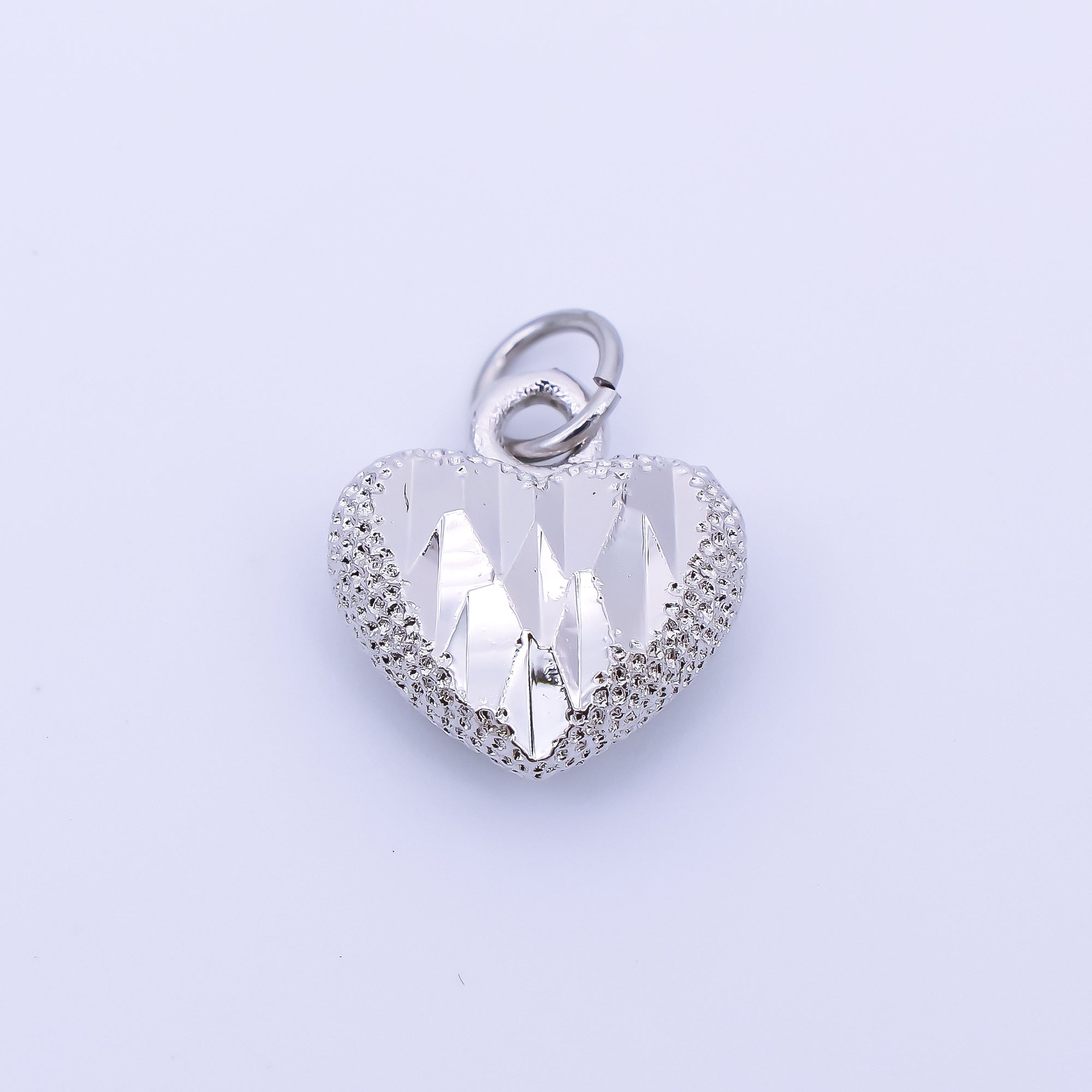 24K Gold Filled 13mm Dotted Textured Heart Charm in Gold & Silver | AC1601