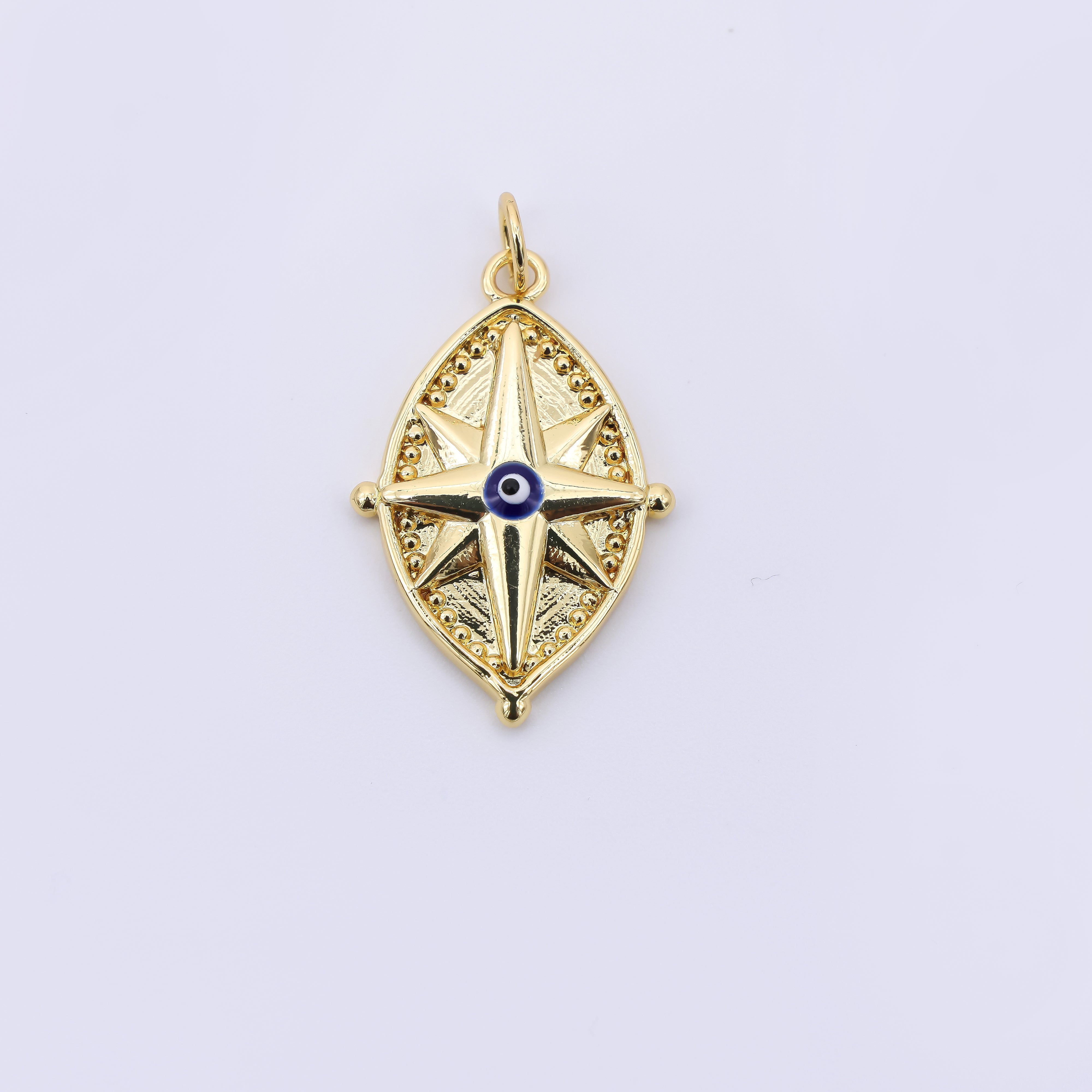 24K Gold Filled 24.5mm Celestial Northern Star Compass Charm | AC1606
