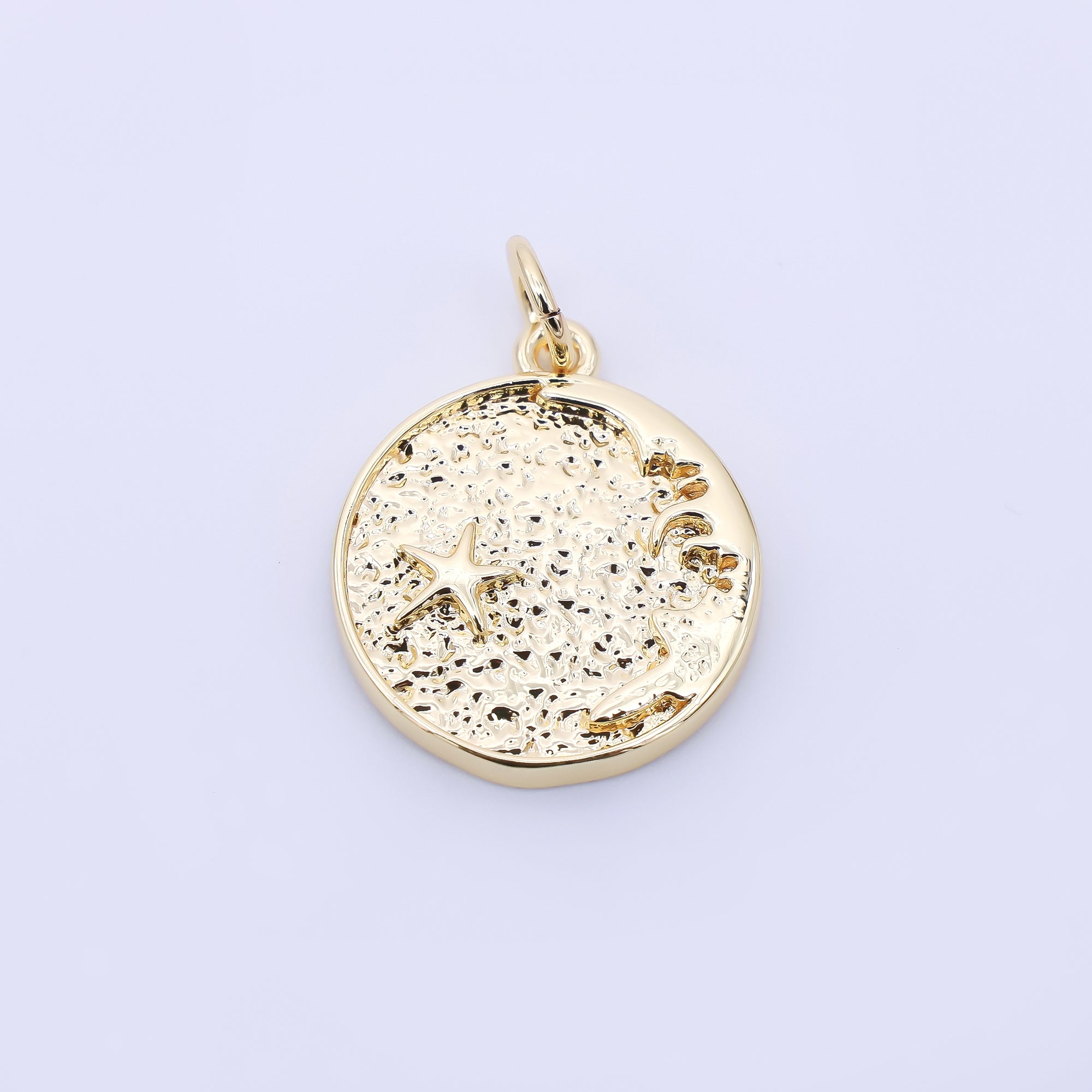 24K Gold Filled 17mm Sea Star Coast Medallion Coin Charm | AC1608