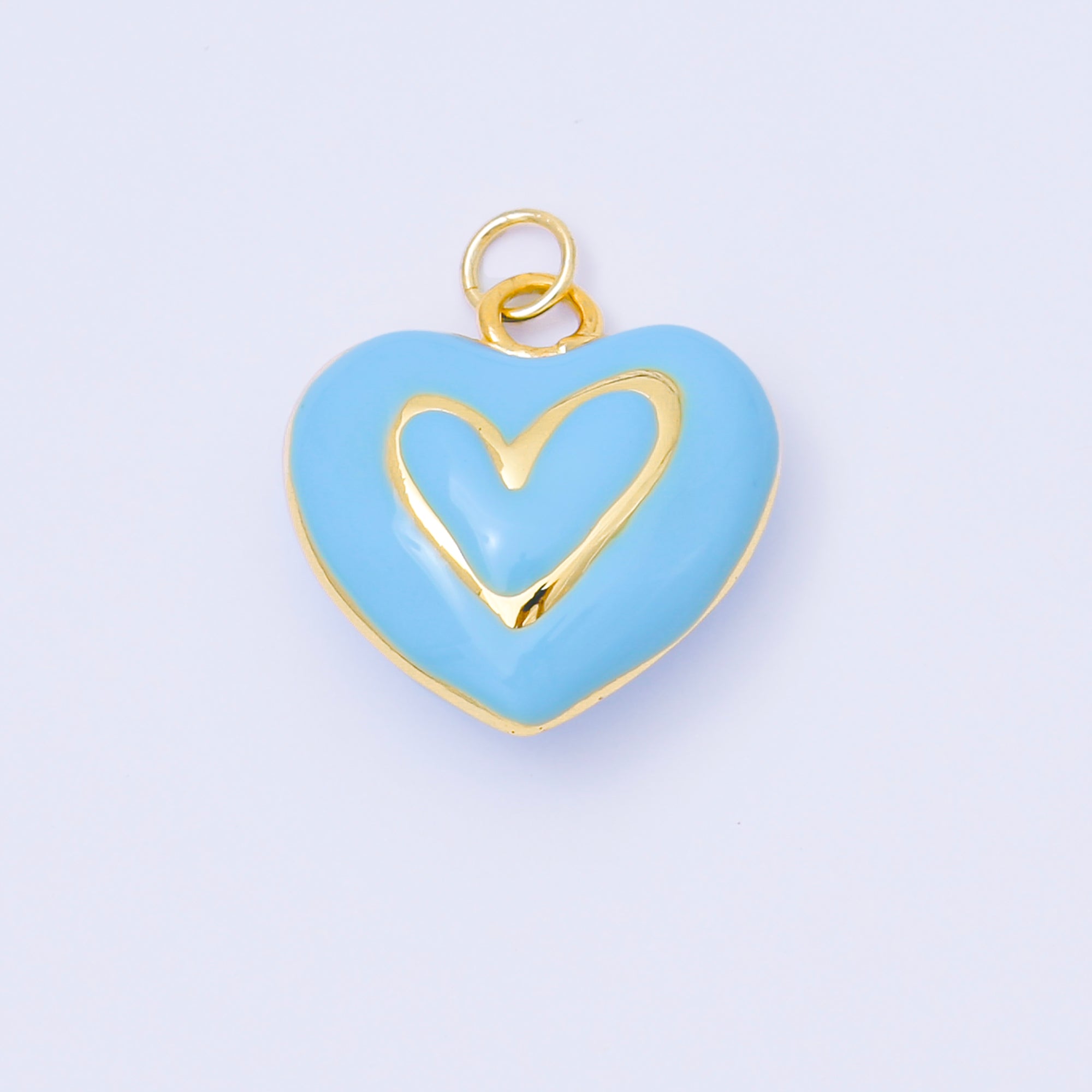 24K Gold Filled 21mm Pastel Color Enamel Heart Add-On Jewelry Charm | AC1621 - AC1623