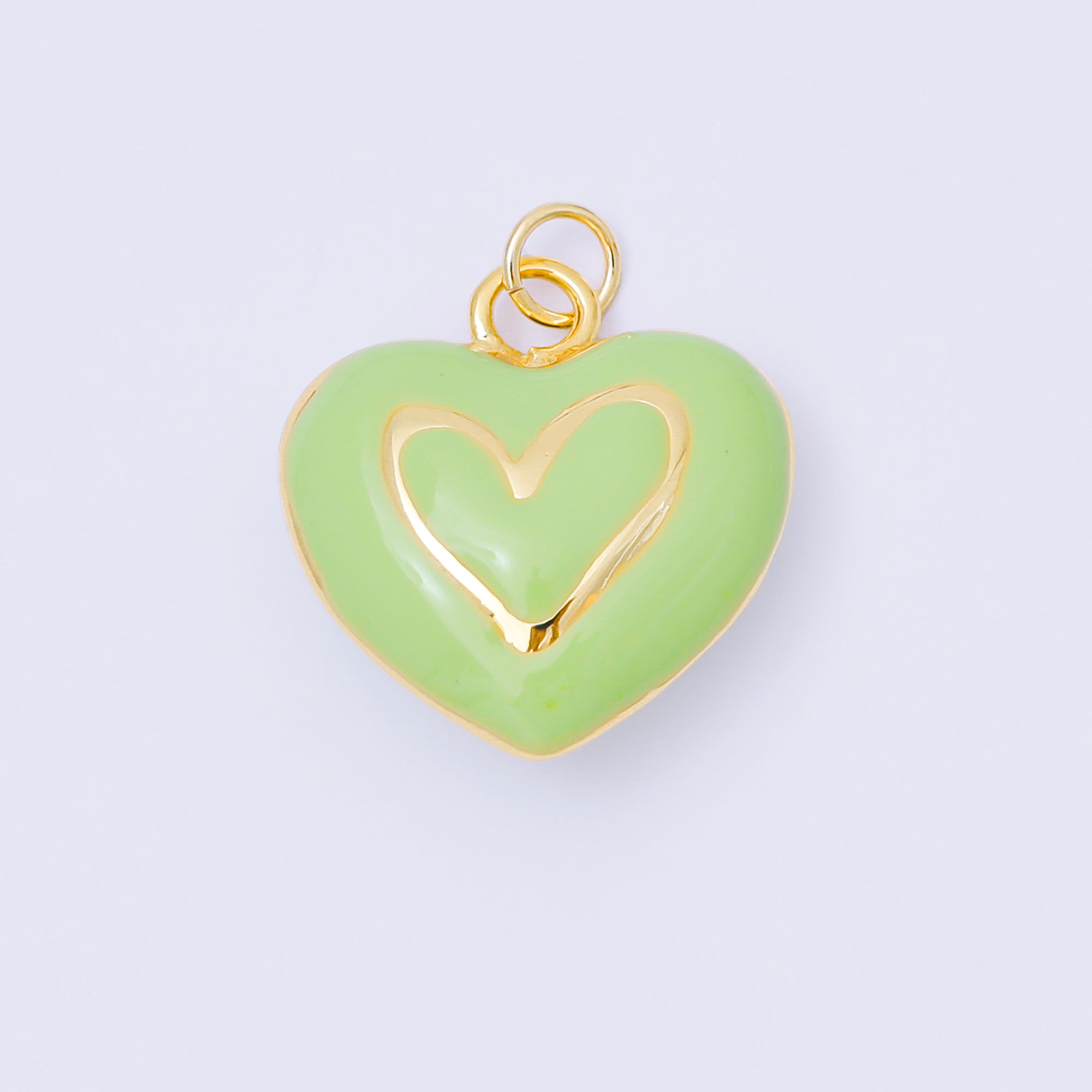 24K Gold Filled 21mm Pastel Color Enamel Heart Add-On Jewelry Charm | AC1621 - AC1623