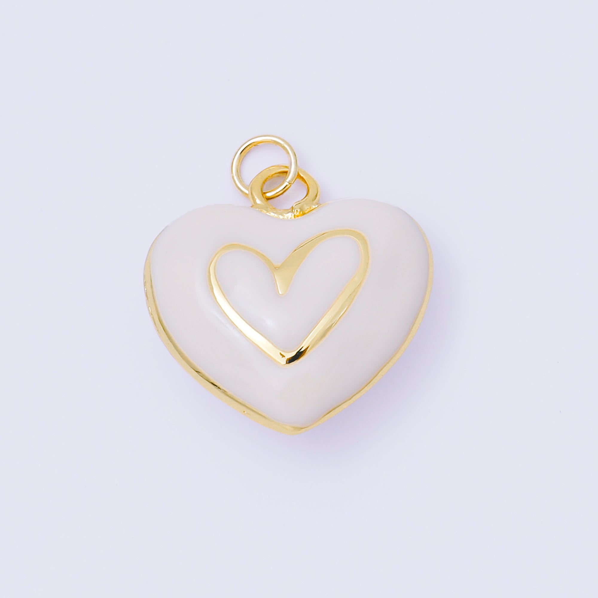 24K Gold Filled 21mm Pastel Color Enamel Heart Add-On Jewelry Charm | AC1621 - AC1623